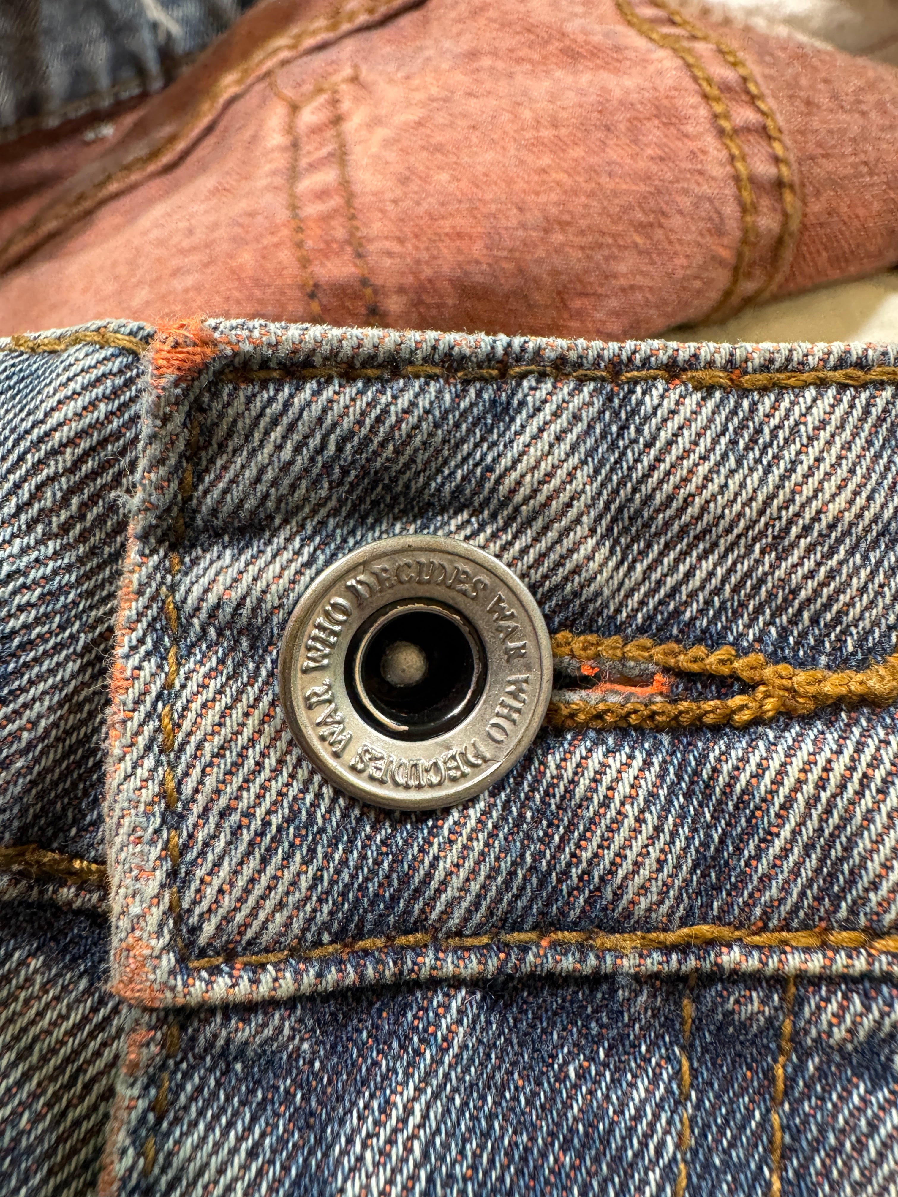 Who Decides War Vintage Wash & Orange Patch Jeans