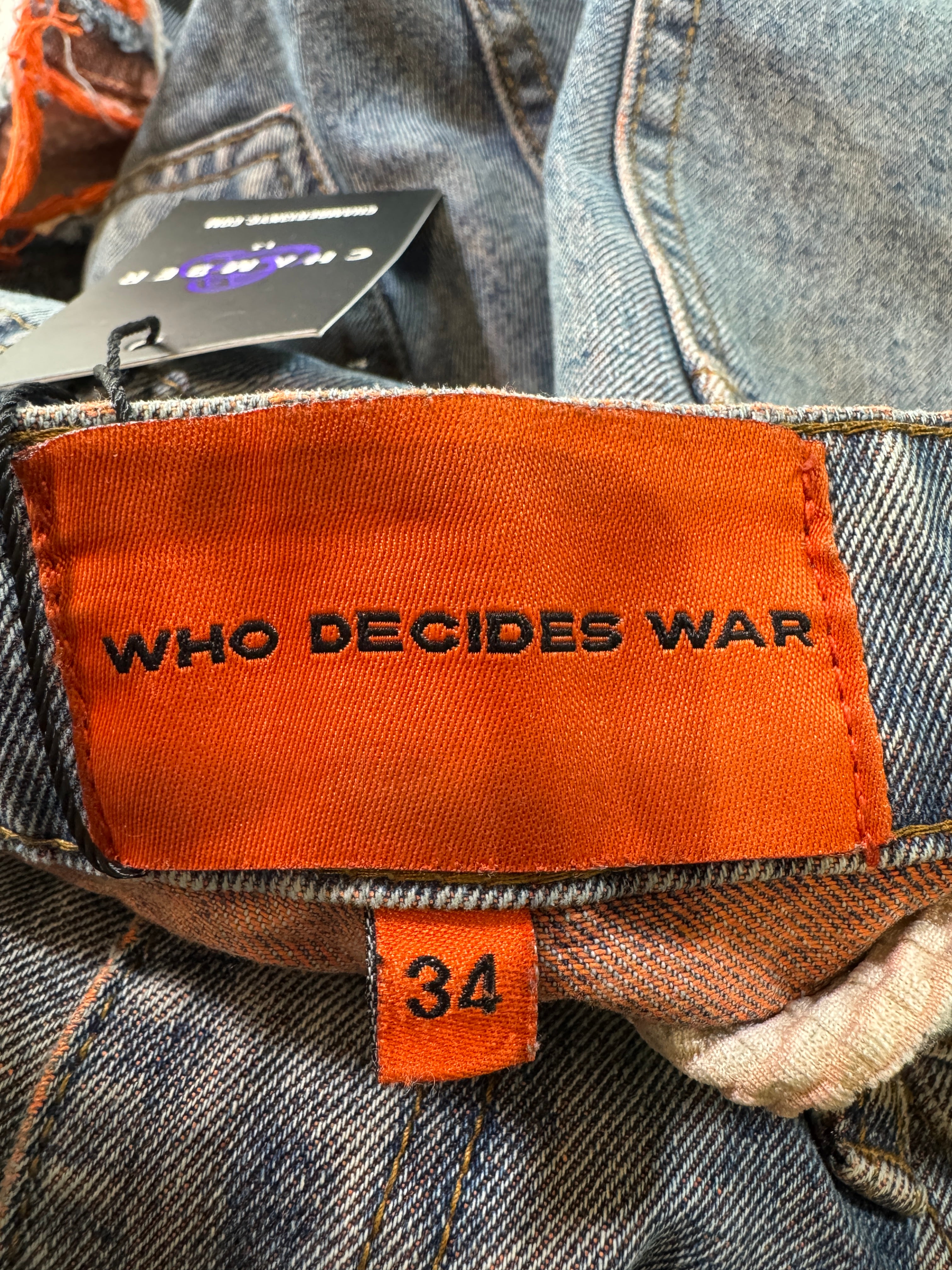 Who Decides War Vintage Wash & Orange Patch Jeans