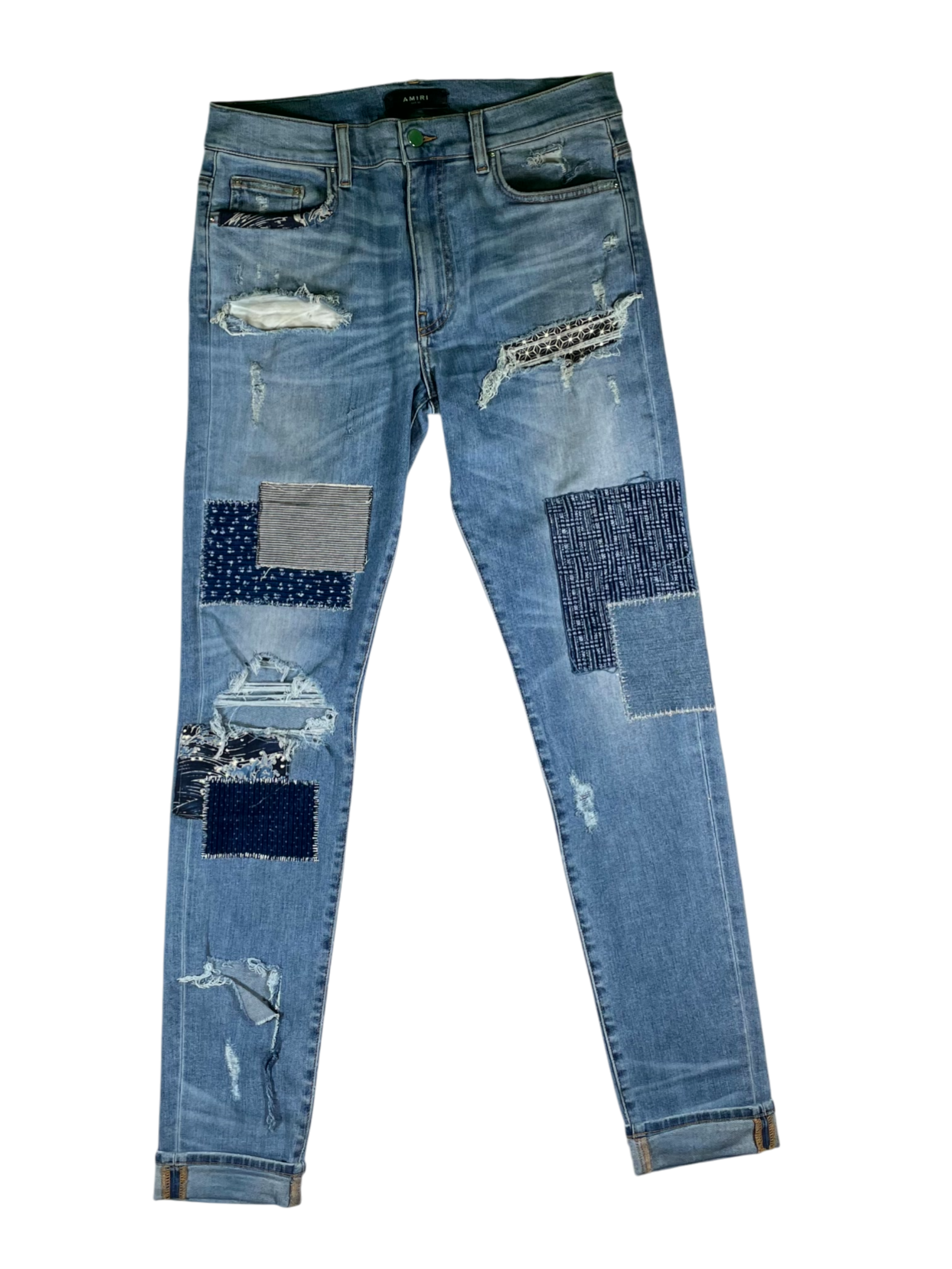 Amiri Patchwork Light Wash & Blue Jeans