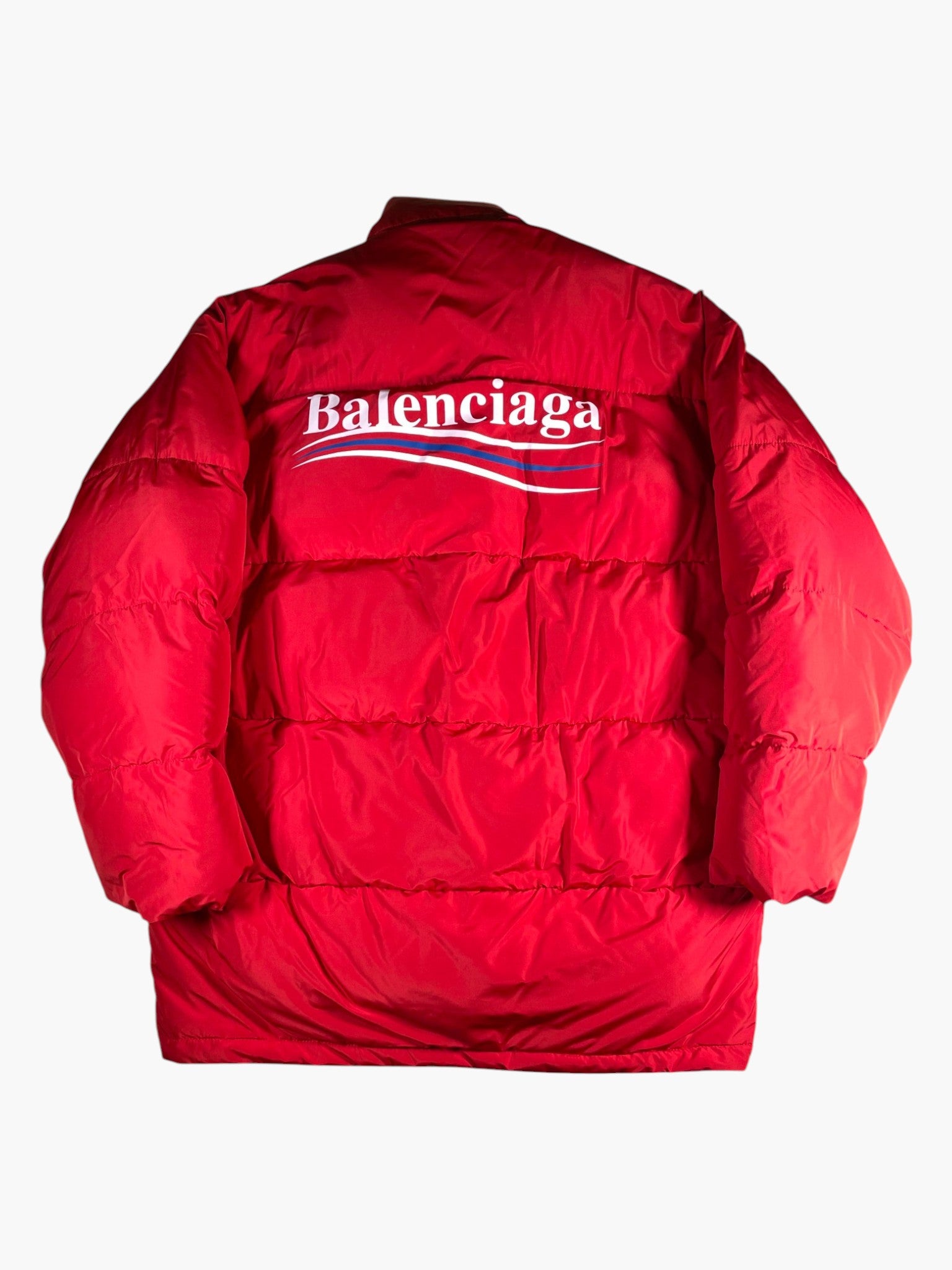 Balenciaga Campaign Logo Oversized Red Puffer Jacket