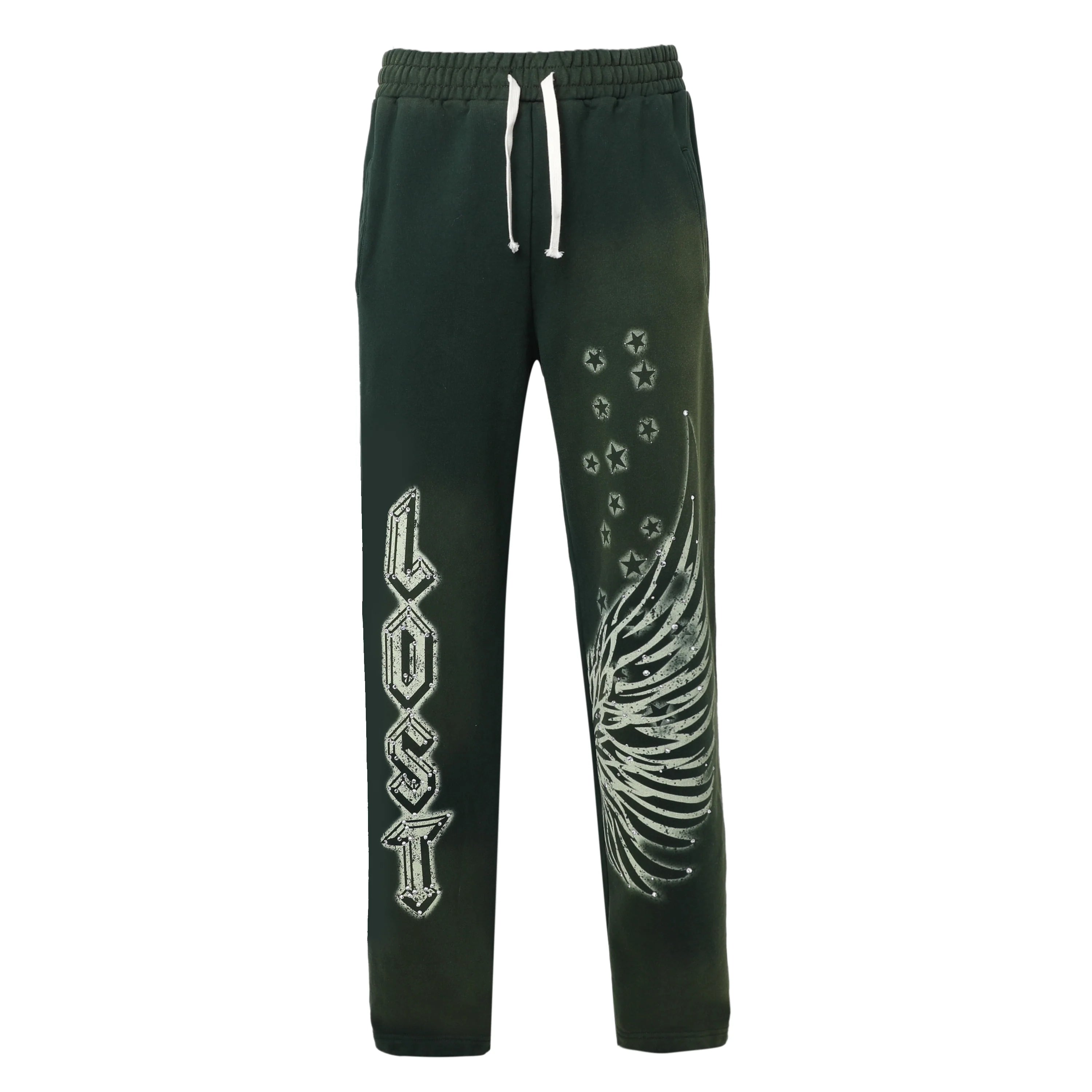Lost Intricacy 'Fallen Angel' Dark Green Sweats