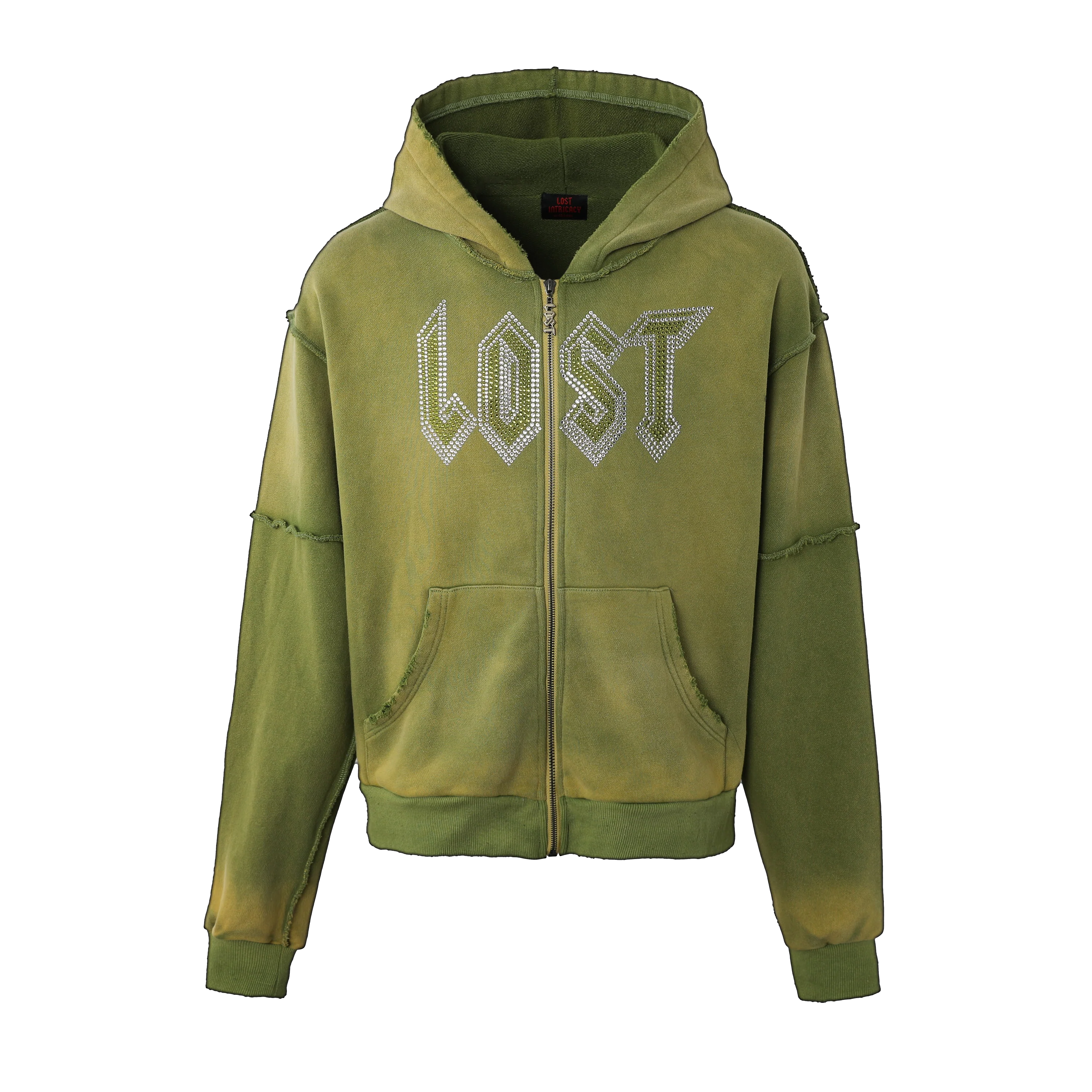 Lost Intricacy Moss Green Zip Up Hoodie