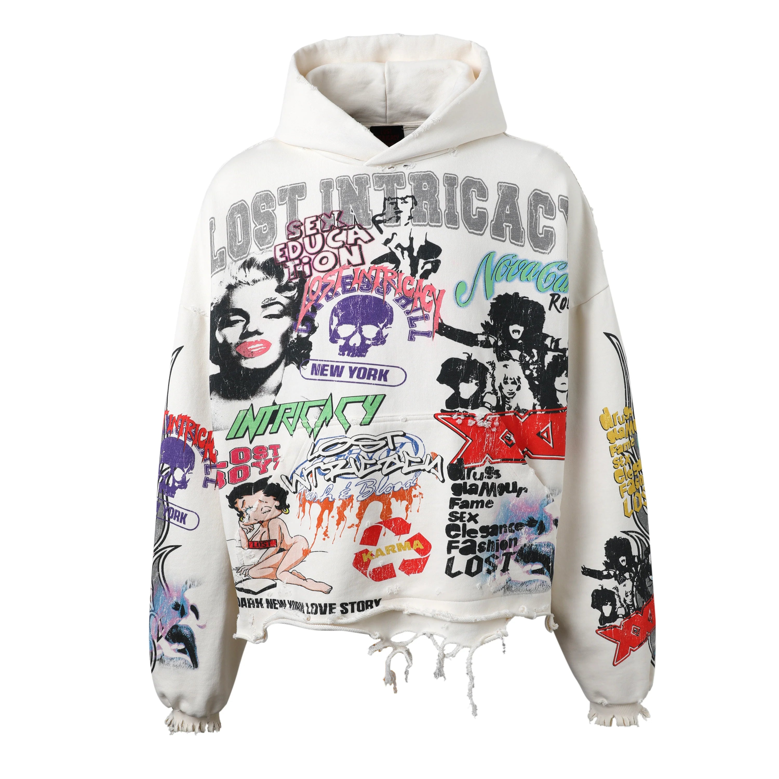 Lost Intricacy 'All Over Print' White Hoodie