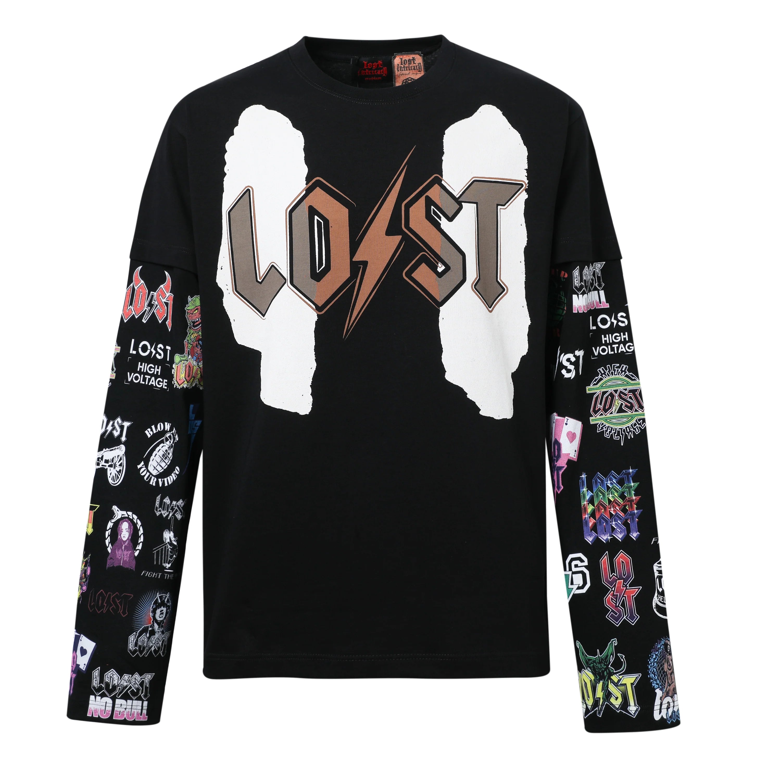 Lost Intricacy 'Black Logos' Black LS Tee