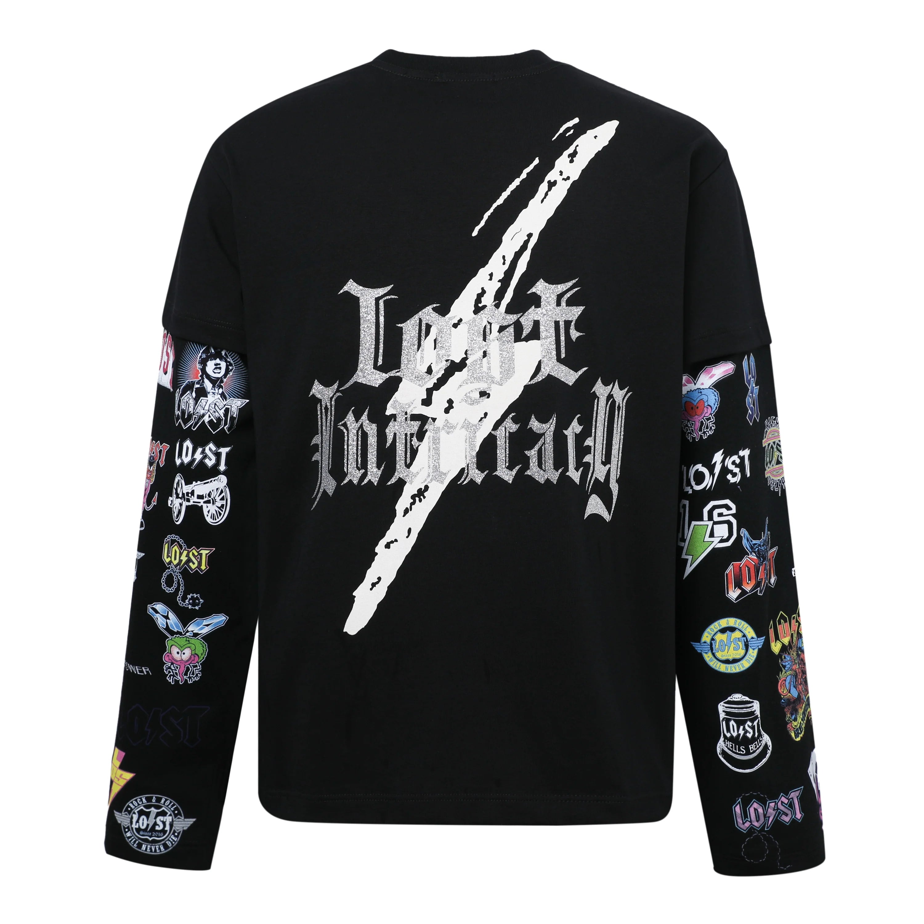 Lost Intricacy 'Black Logos' Black LS Tee
