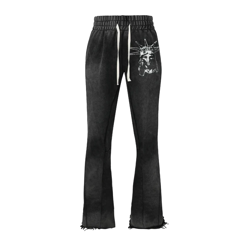Lost Intricacy 'Black Rhinestone' Black Flare Sweats (KIDS)
