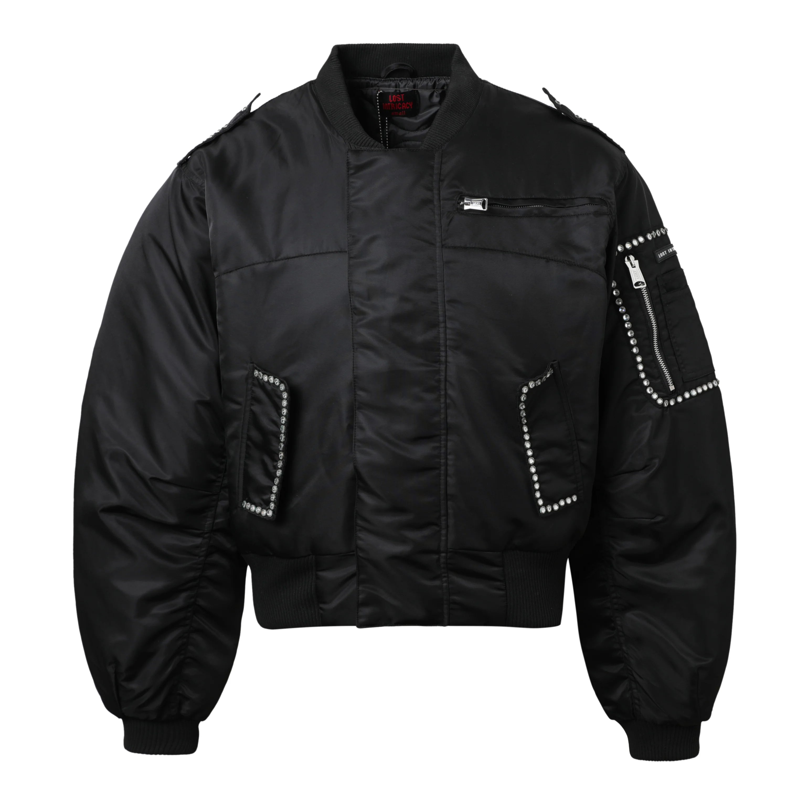 Lost Intricacy 'Clear Stone' Black Bomber Jacket