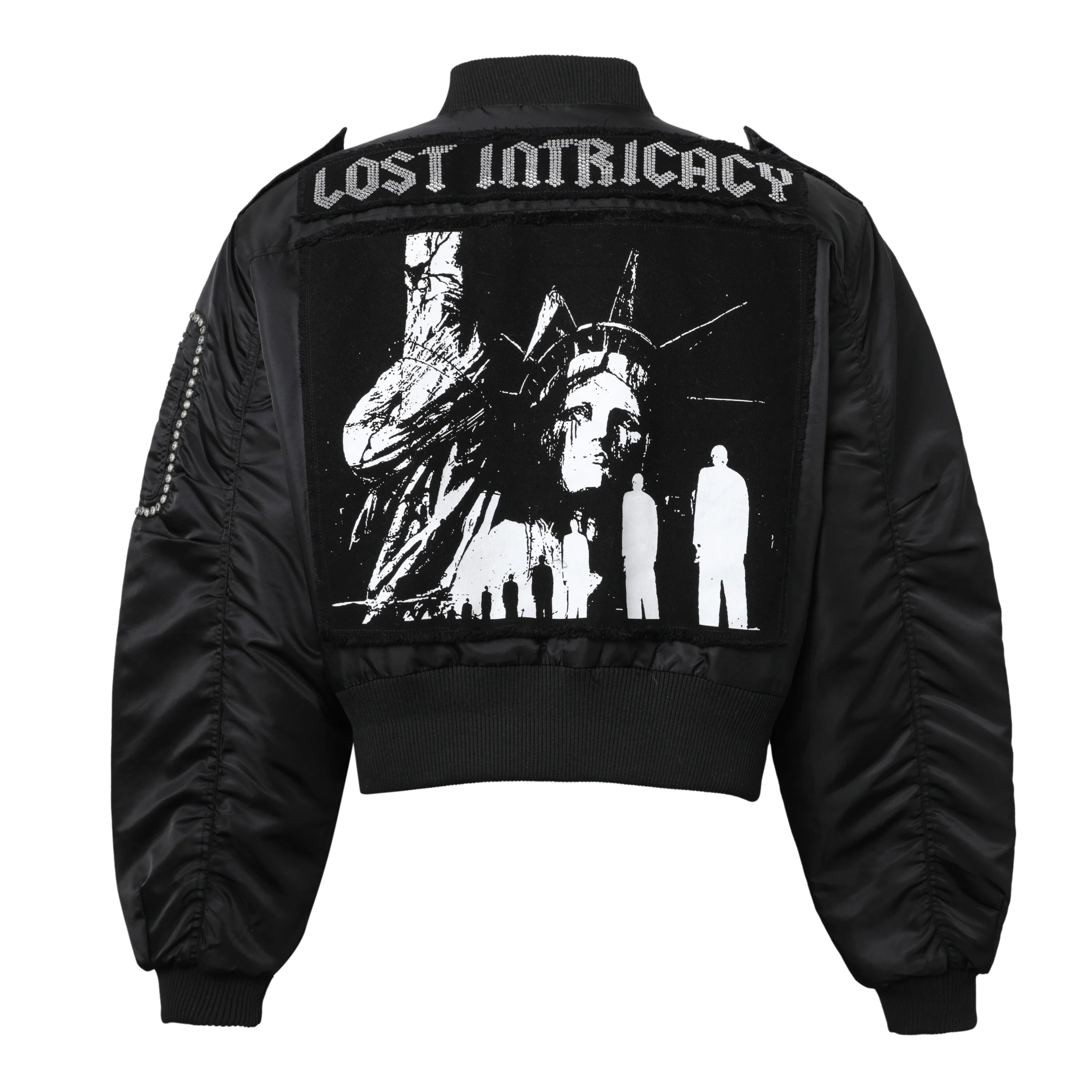 Lost Intricacy 'Clear Stone' Black Bomber Jacket