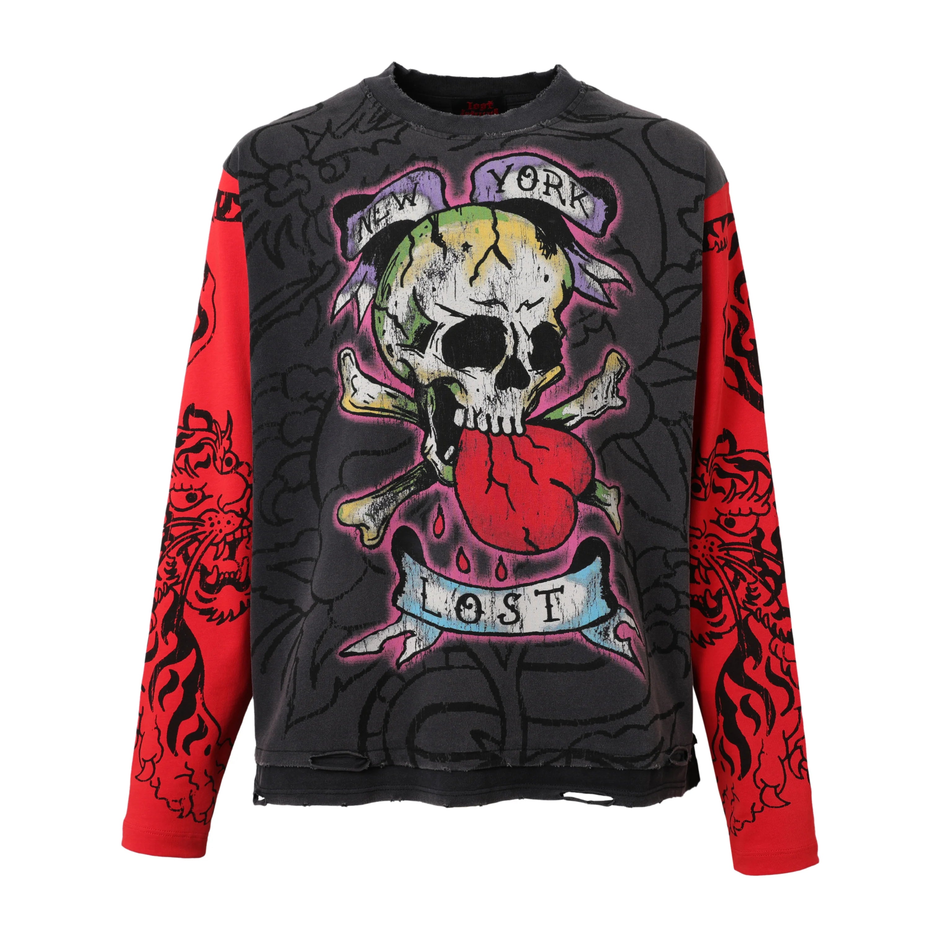 Lost Intricacy 'Ed Hardy III' Black & Red LS Tee