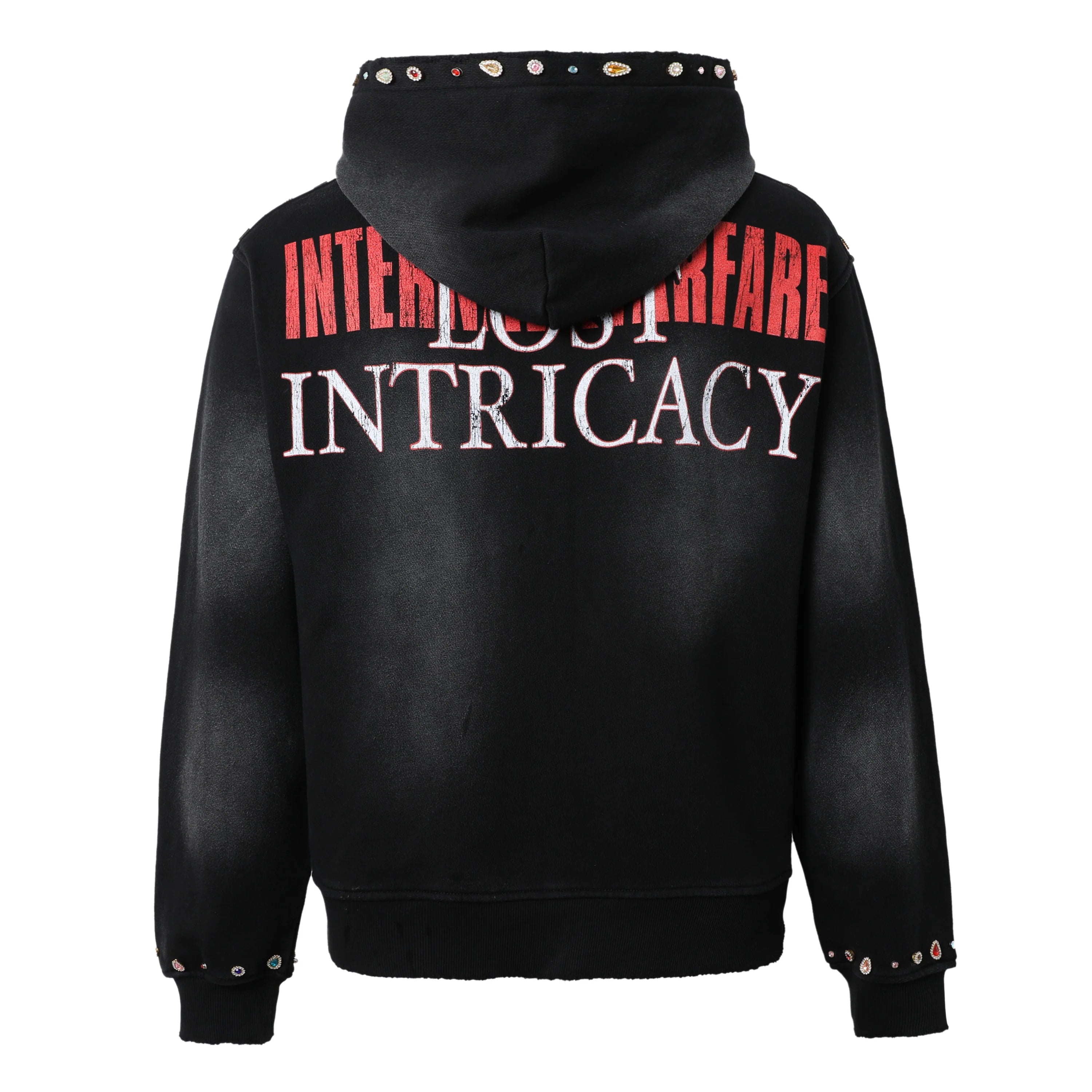 Lost Intricacy 'Front Page Magazine' Rhinestone Black Zip Up Hoodie