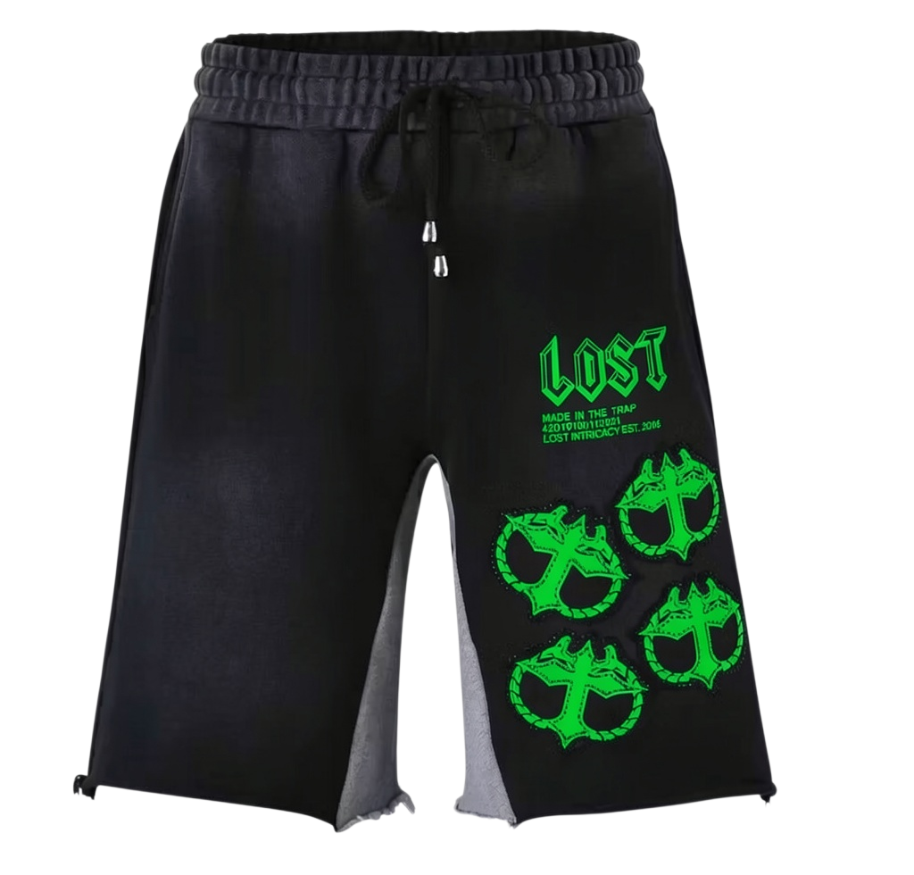 Lost Intricacy 'MITT' Black & Green Shorts