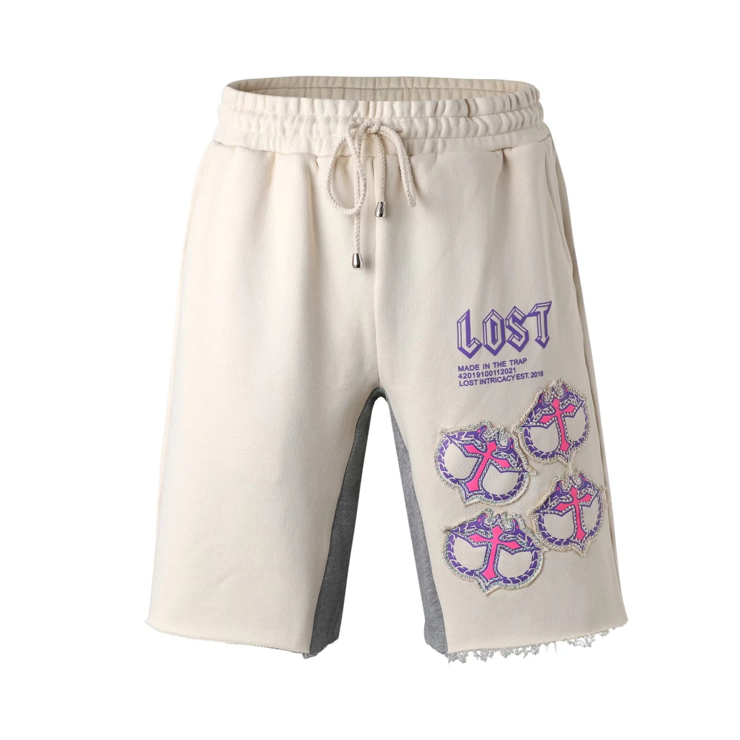 Lost Intricacy 'MITT' Cream & Pink Shorts