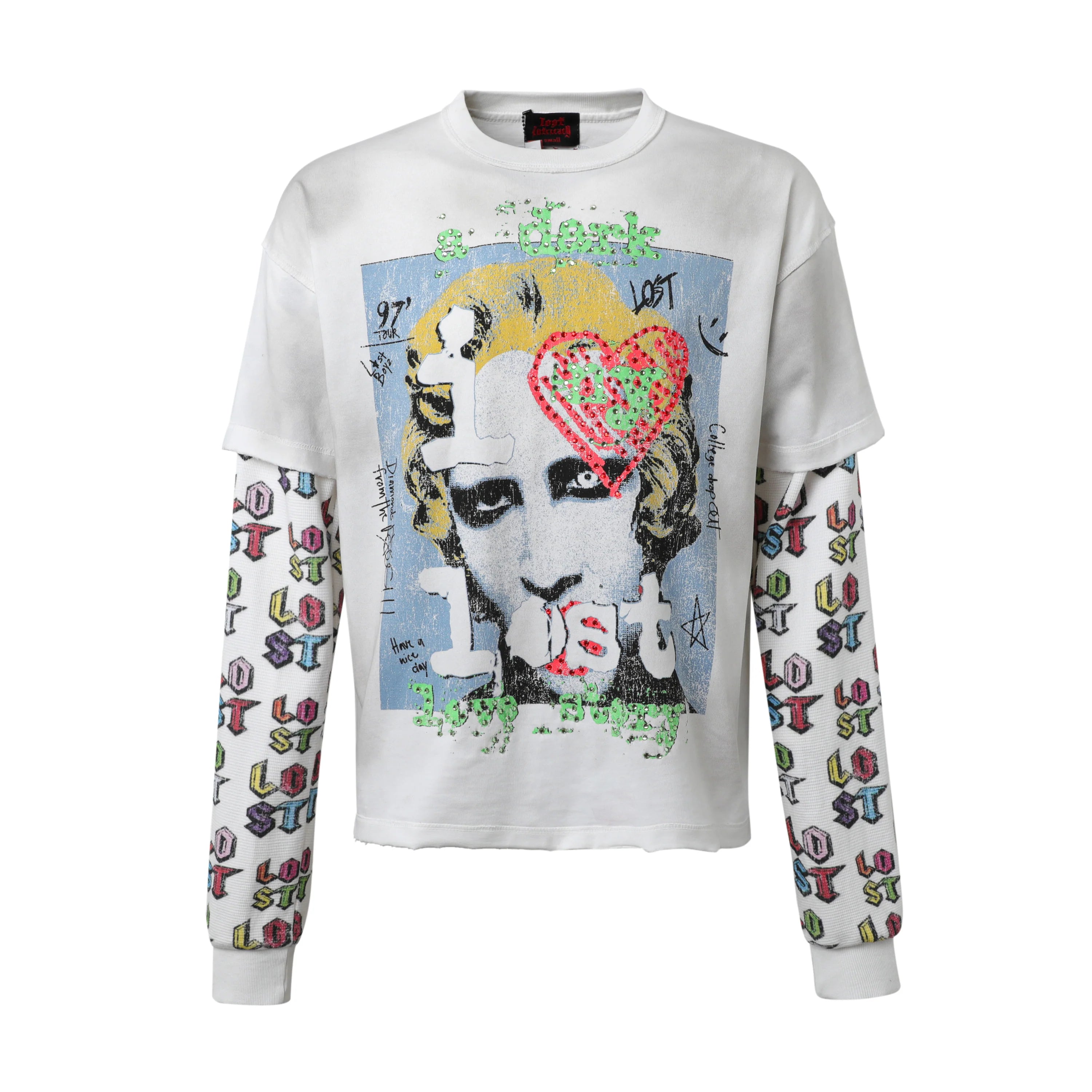 Lost Intricacy 'Retro Riot' White LS Tee
