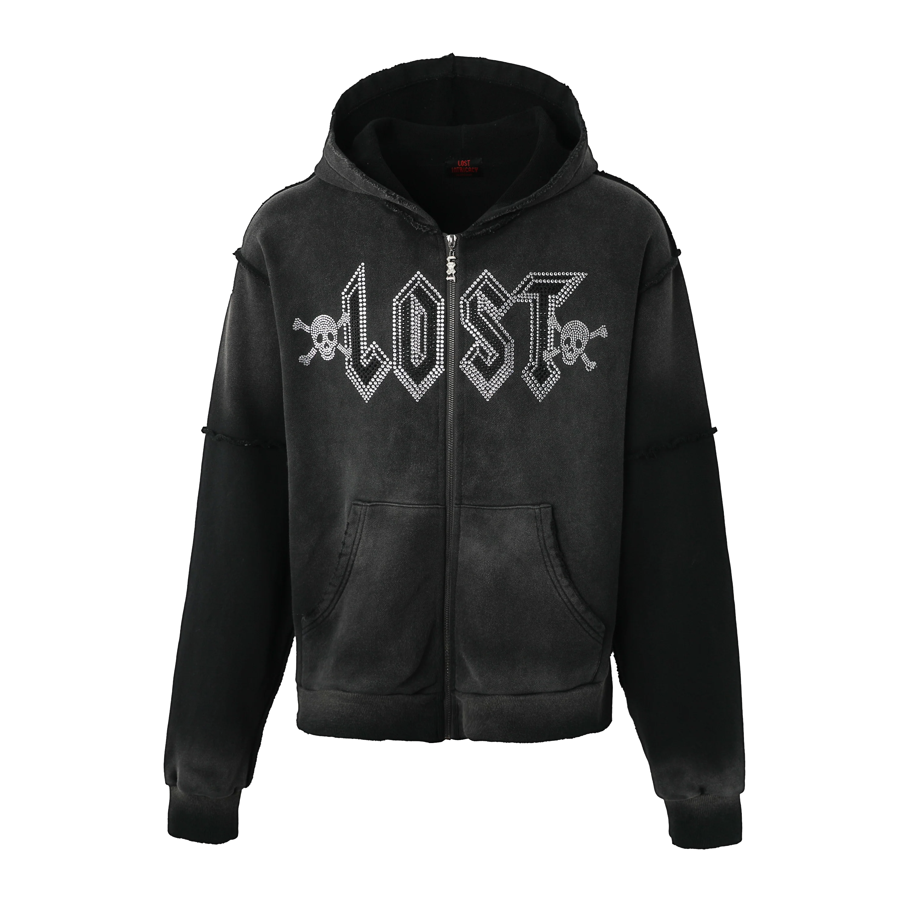 Lost Intricacy Black Rhinestone Zip Up