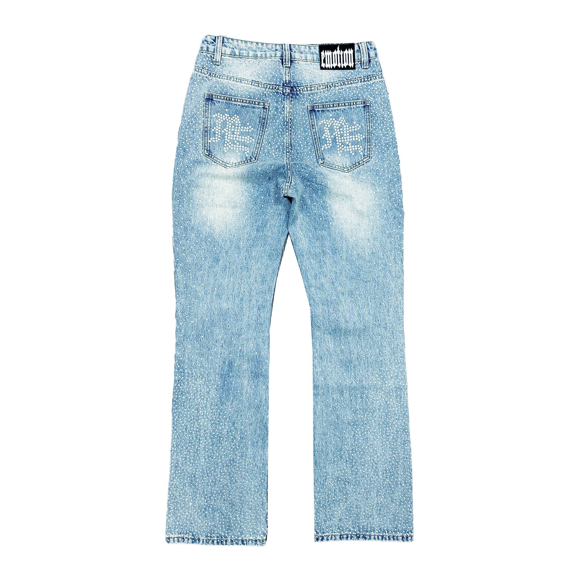 Mixed Emotions "ME" Rhinestone Blue Jeans