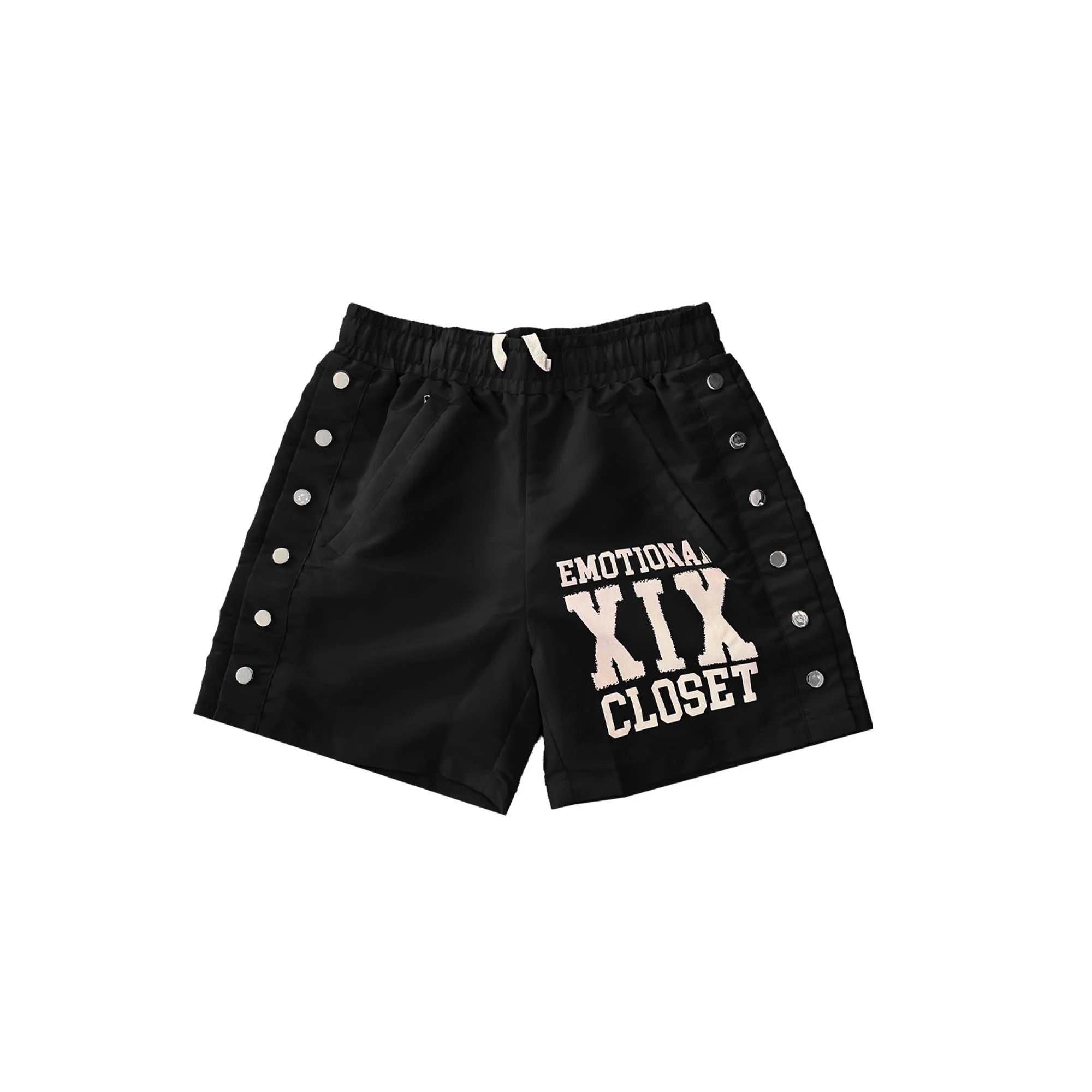 Mixed Emotions 'Backyard' Black Nylon Shorts