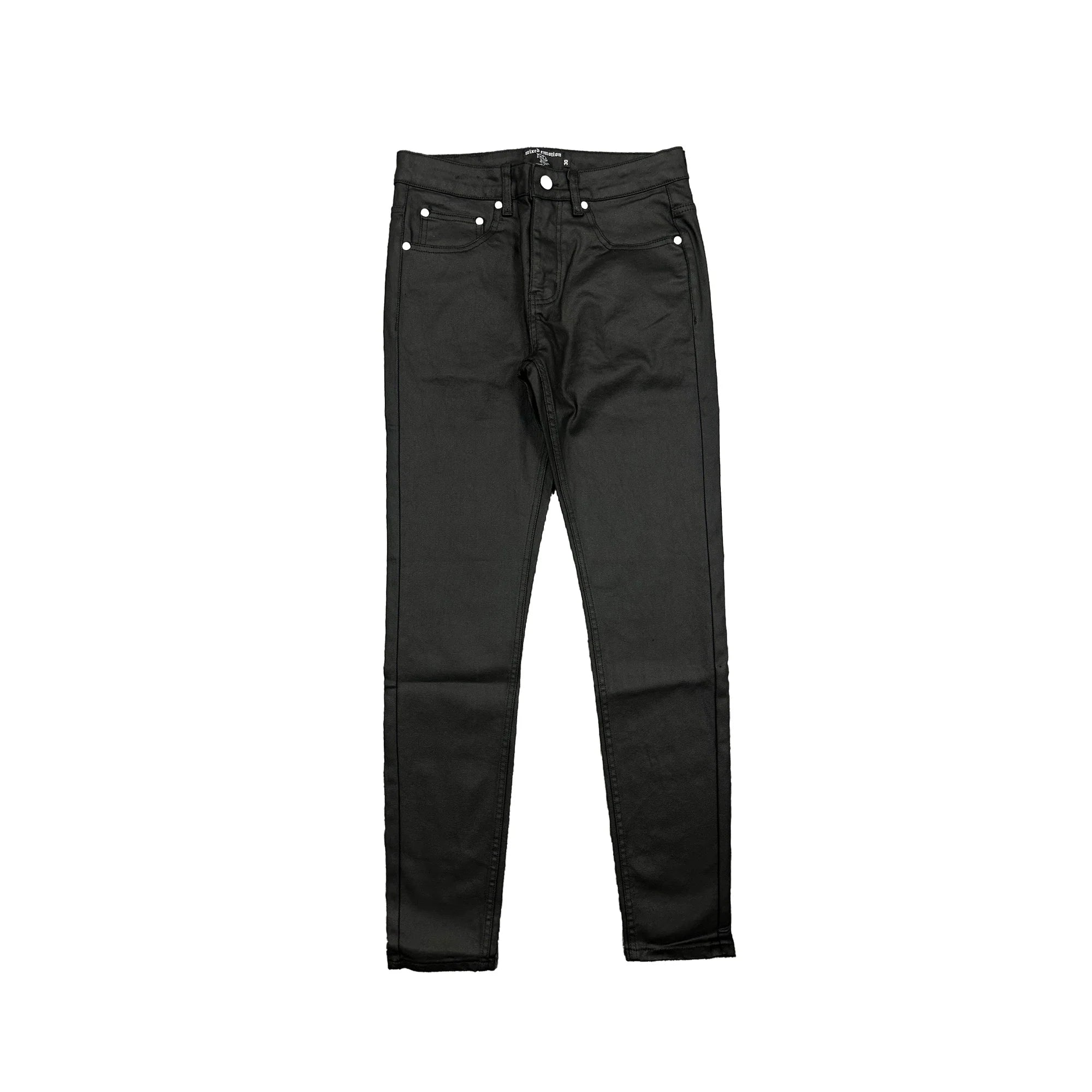 Mixed Emotions 'Blackout' Waxed Black Jeans
