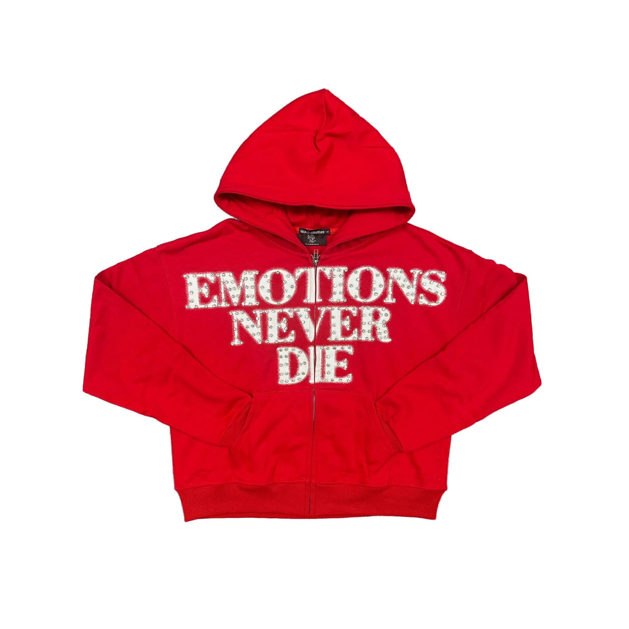 Mixed Emotions 'END' Red Rhinestone Hoodie