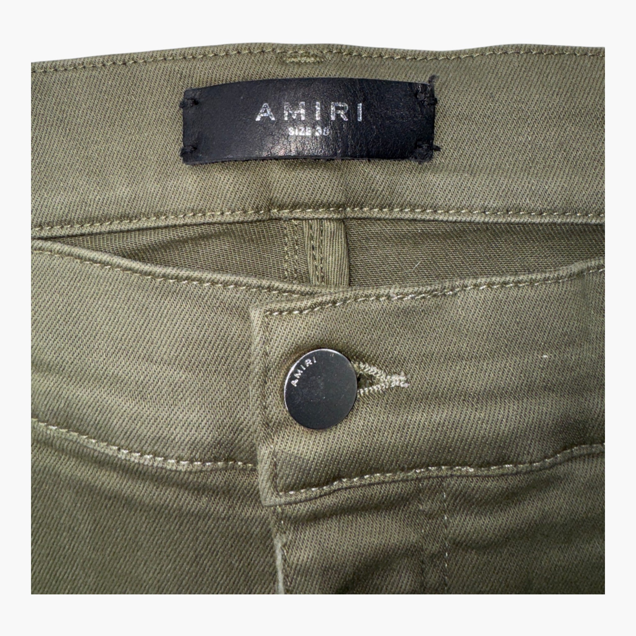 Amiri Paisley Thrasher Patch Olive Tonal Jeans