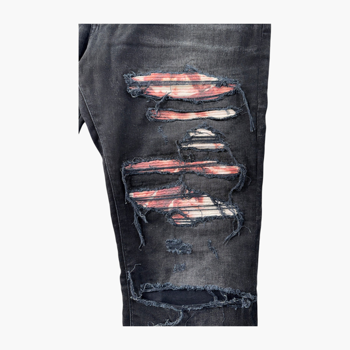 Amiri Thrasher Black Wash & Red Tie Dye Patch Jeans