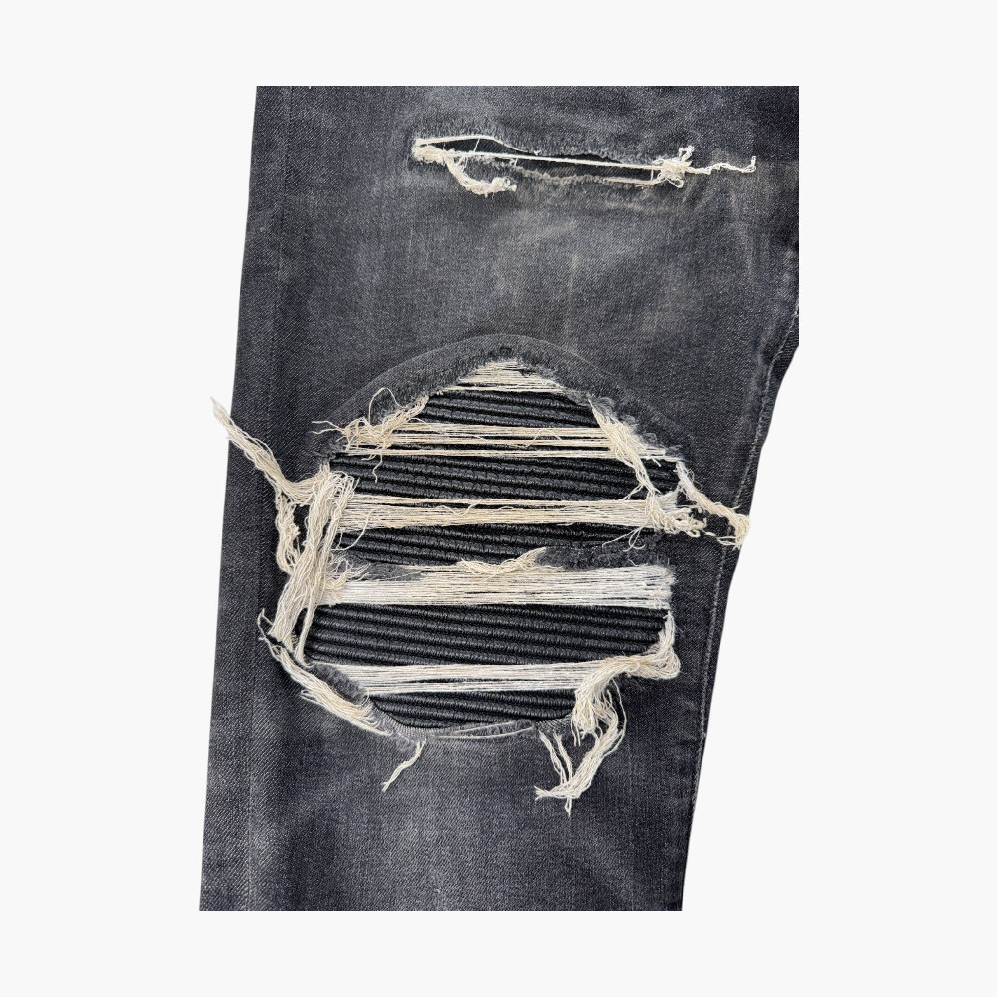 Amiri MX1 OG Patch Grey & Black Leather Jeans