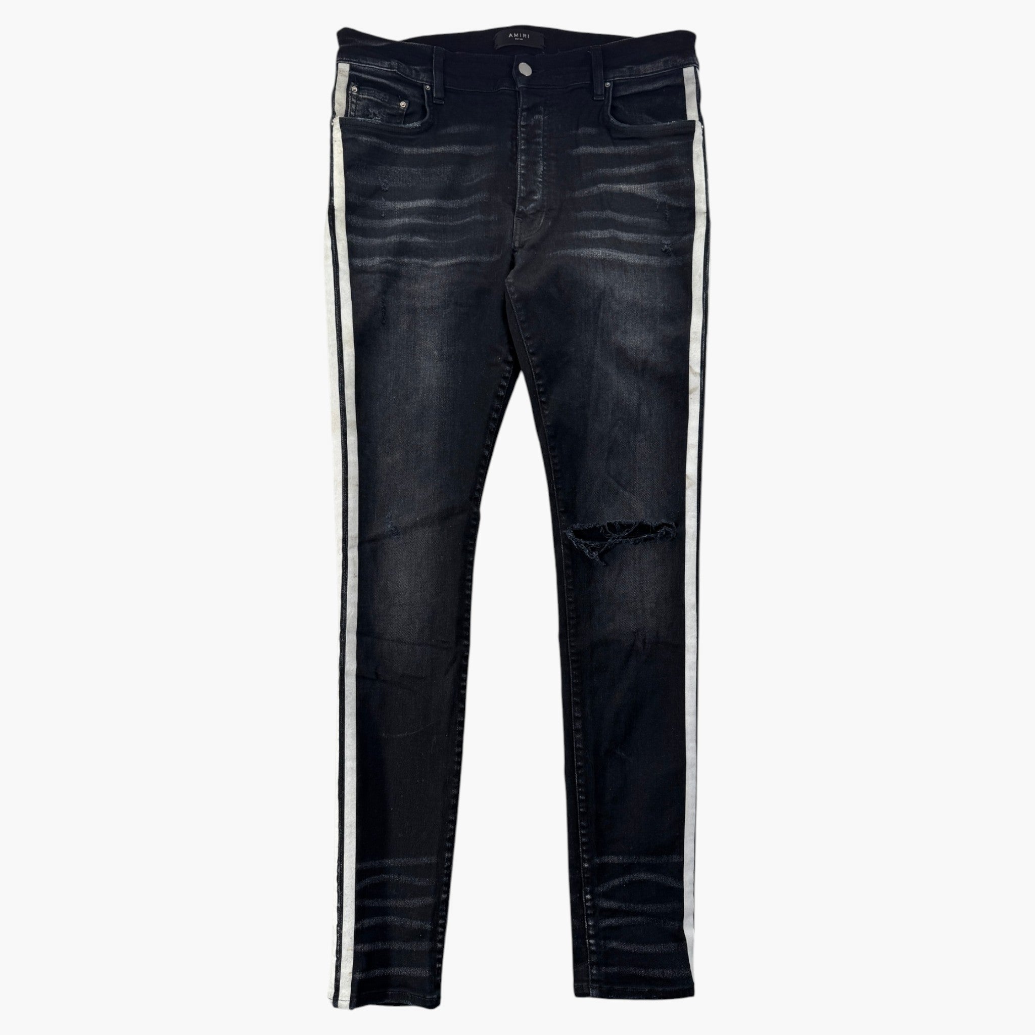 Amiri Stripe Black Wash & White Jeans