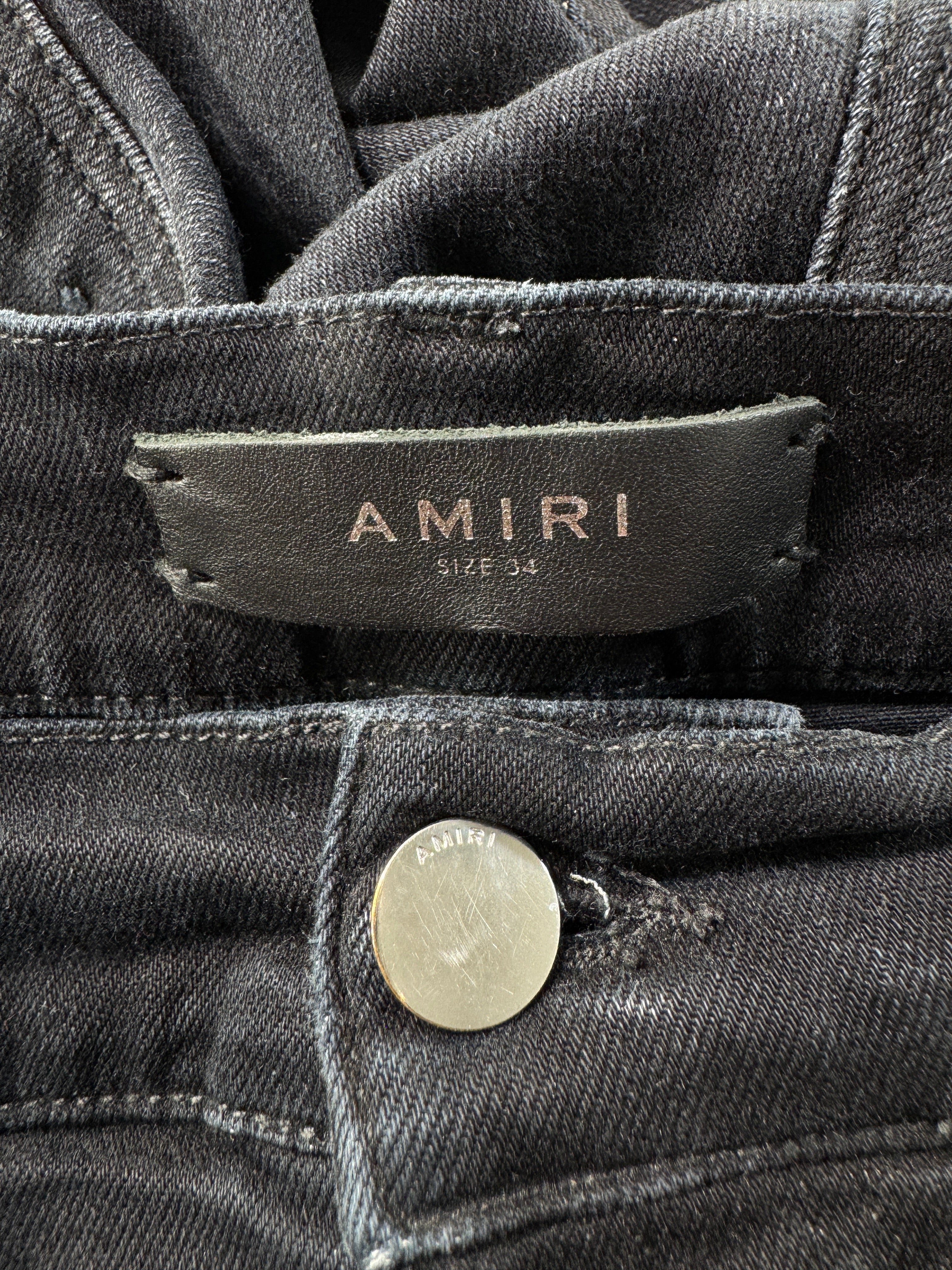 Amiri MX1 Black Wash & Pink Crackle Patch Jeans
