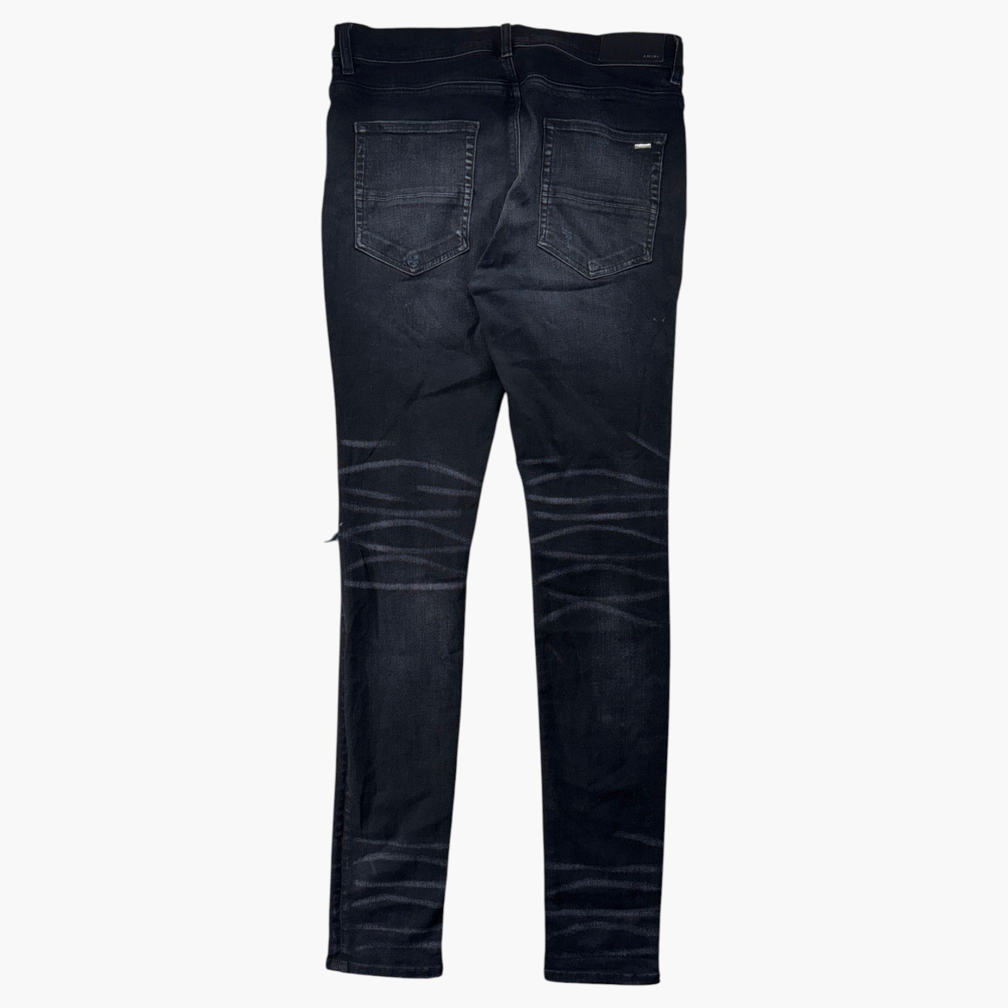 Amiri MX1 Black Wash & Pink Crackle Patch Jeans