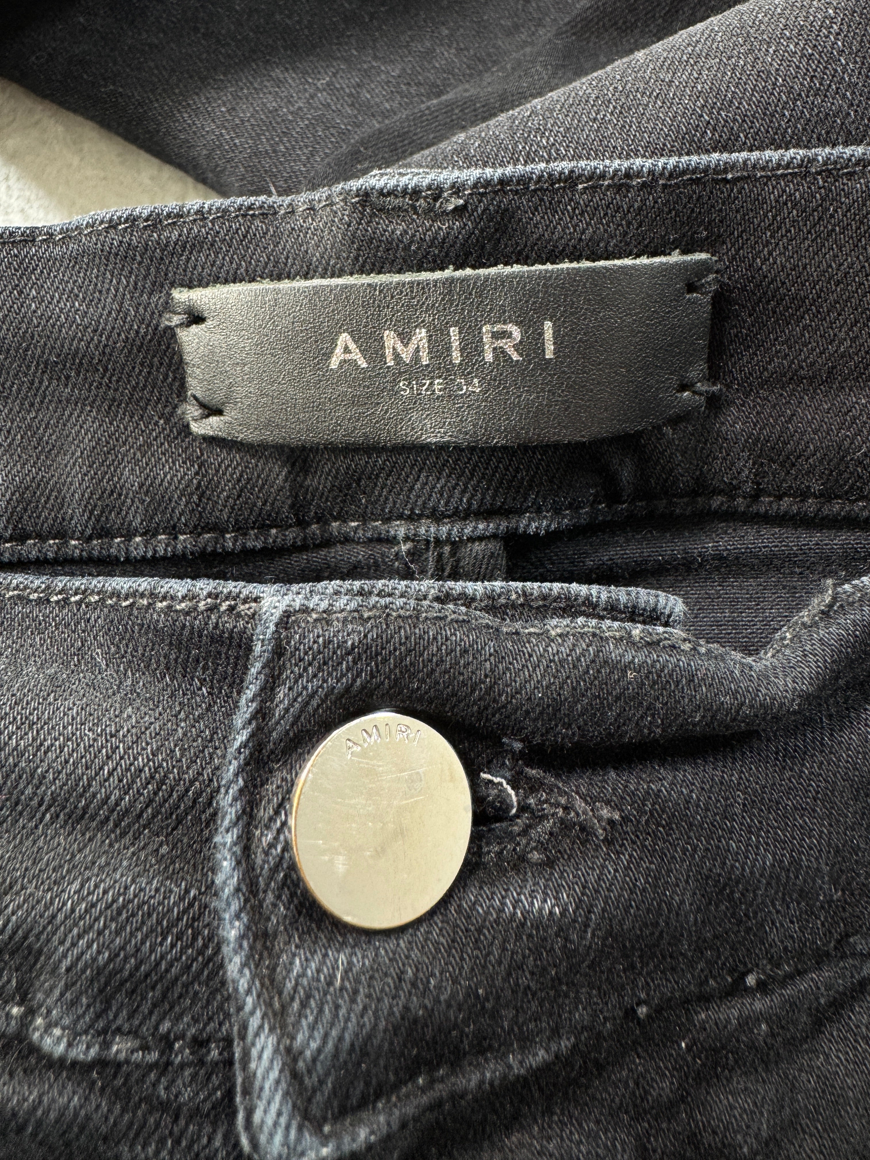 Amiri MX1 Black Wash & Pink Crackle Patch Jeans