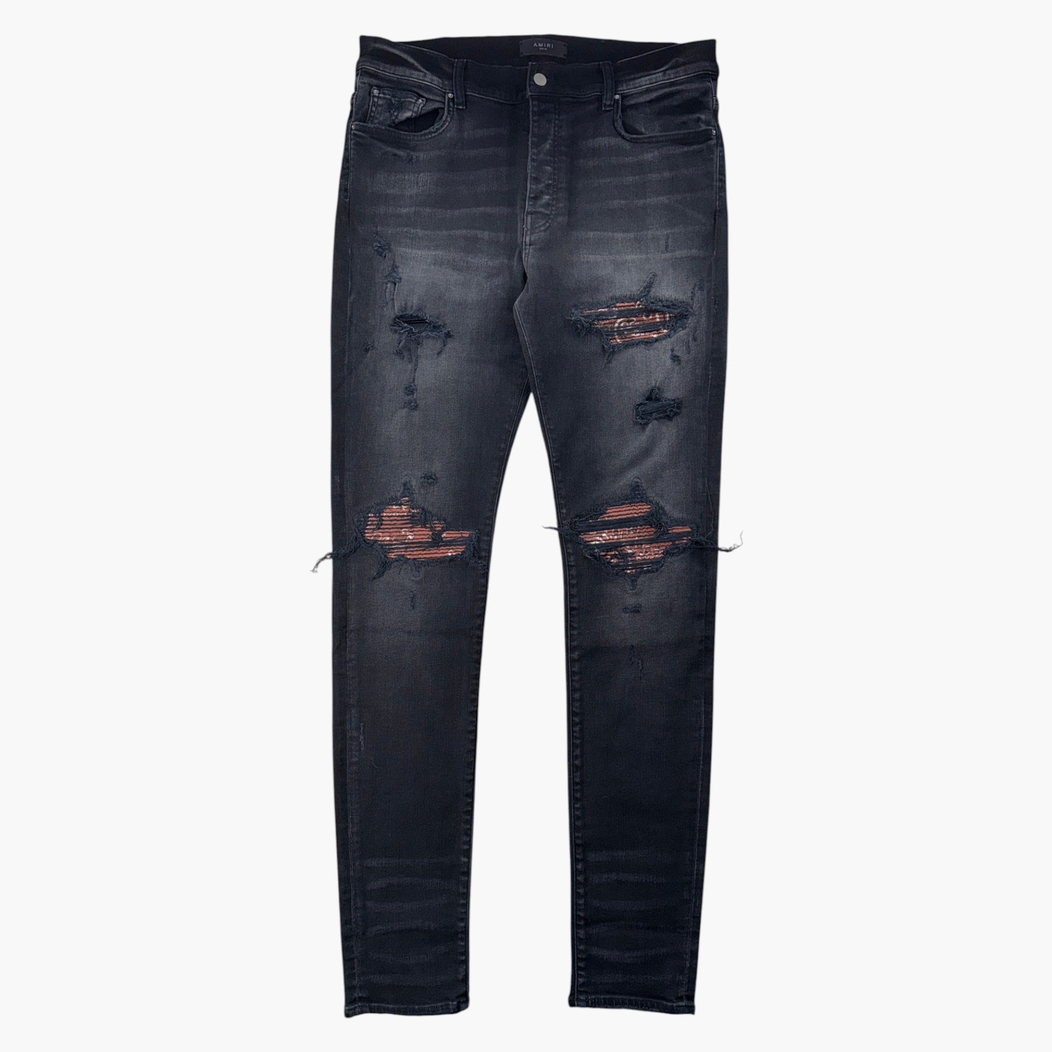 Amiri "MX1" Paisley Patch Black Wash Jeans