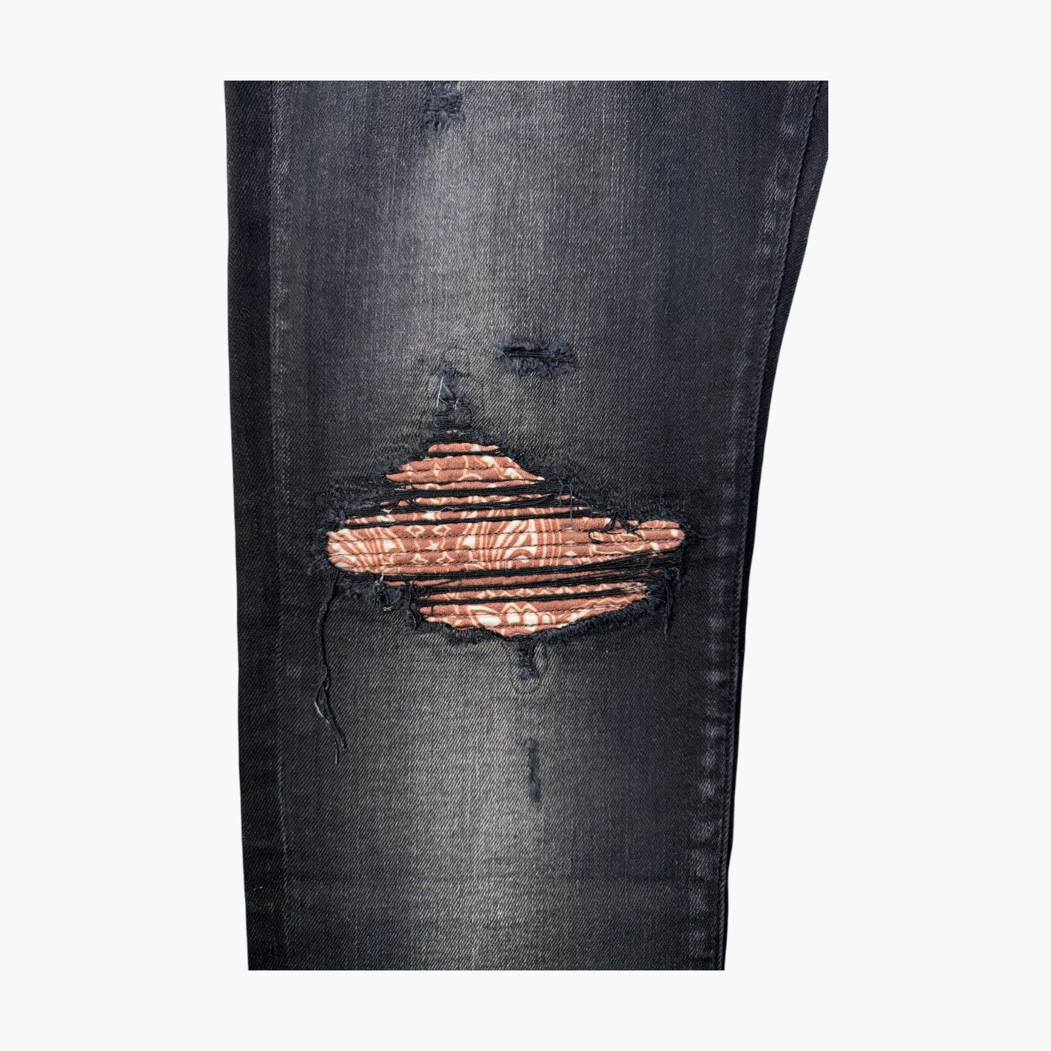Amiri MX1 Black Wash & Brown Paisley Jeans