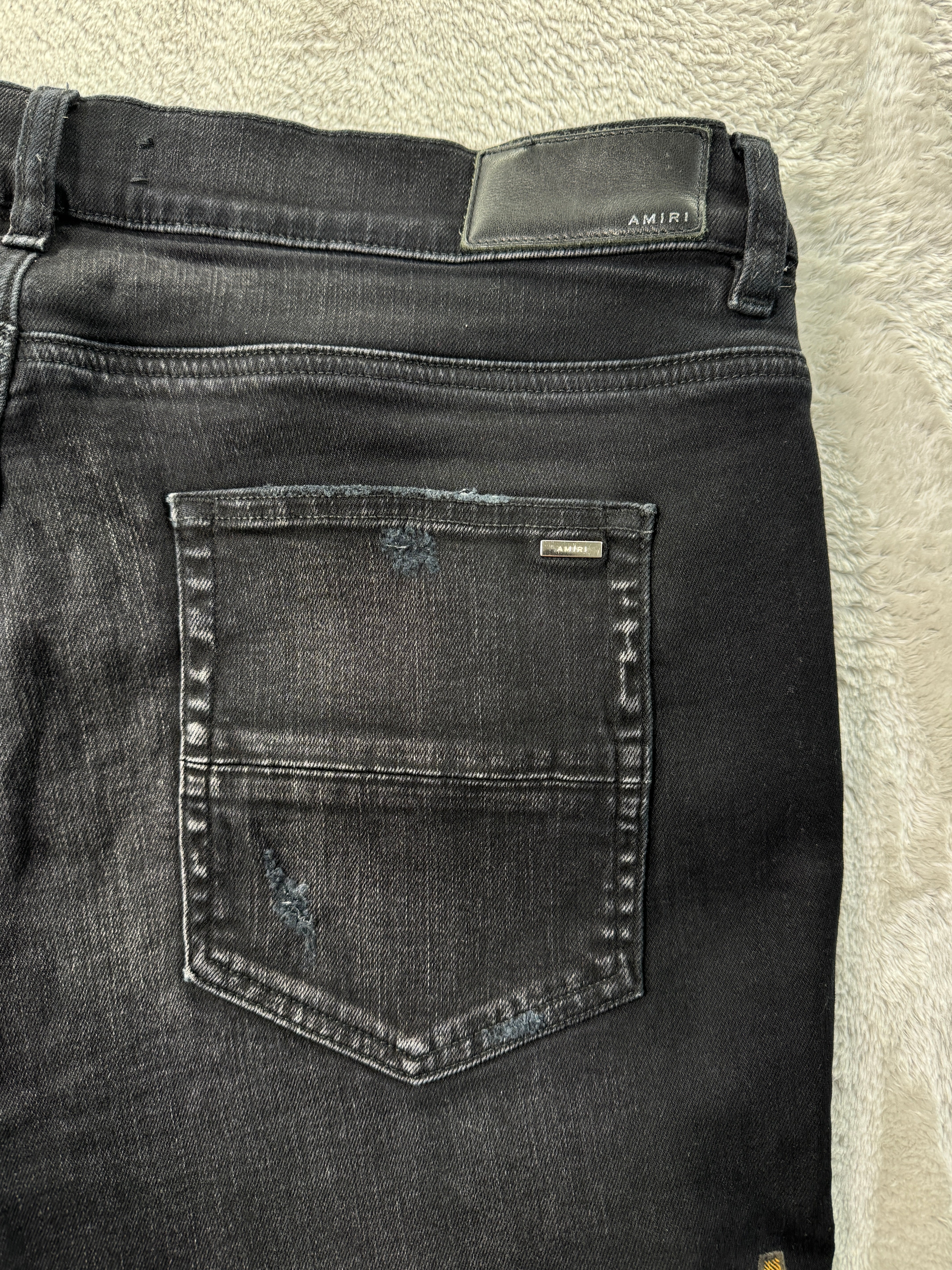Amiri Black Wash & Yellow Plaid Side Logo Jeans