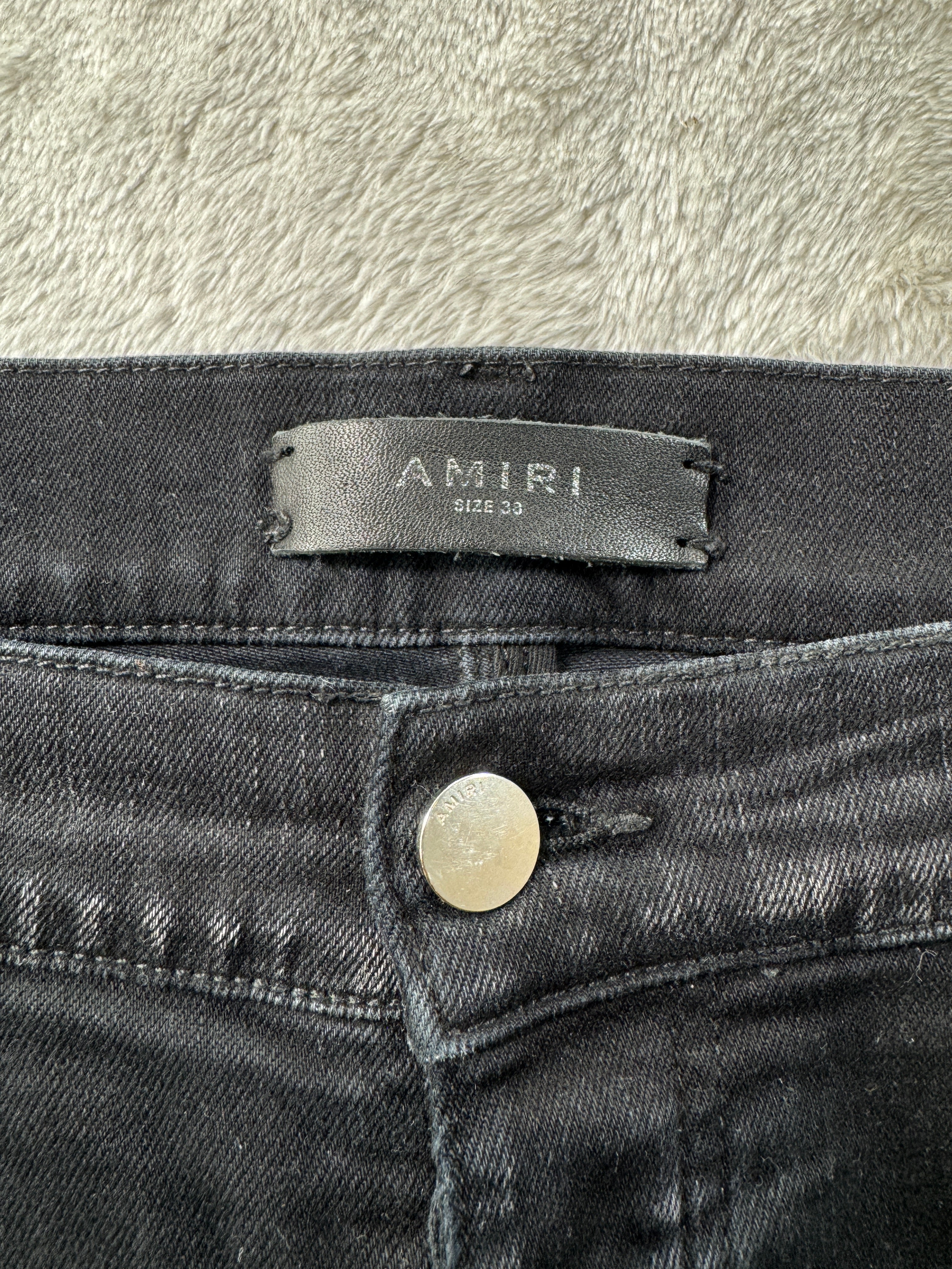 Amiri Black Wash & Yellow Plaid Side Logo Jeans