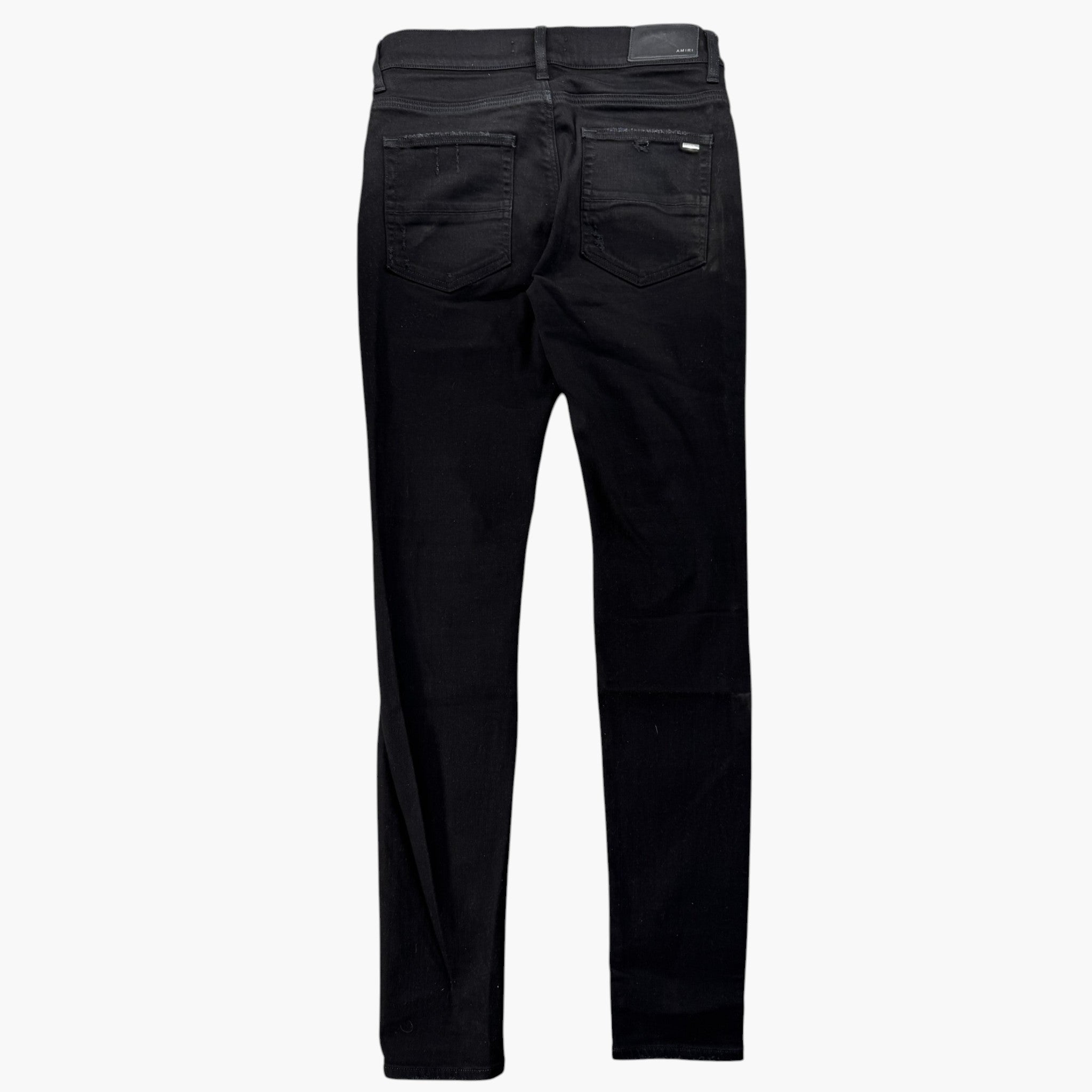 Amiri MX1 Black & Black Leather Patch Jeans