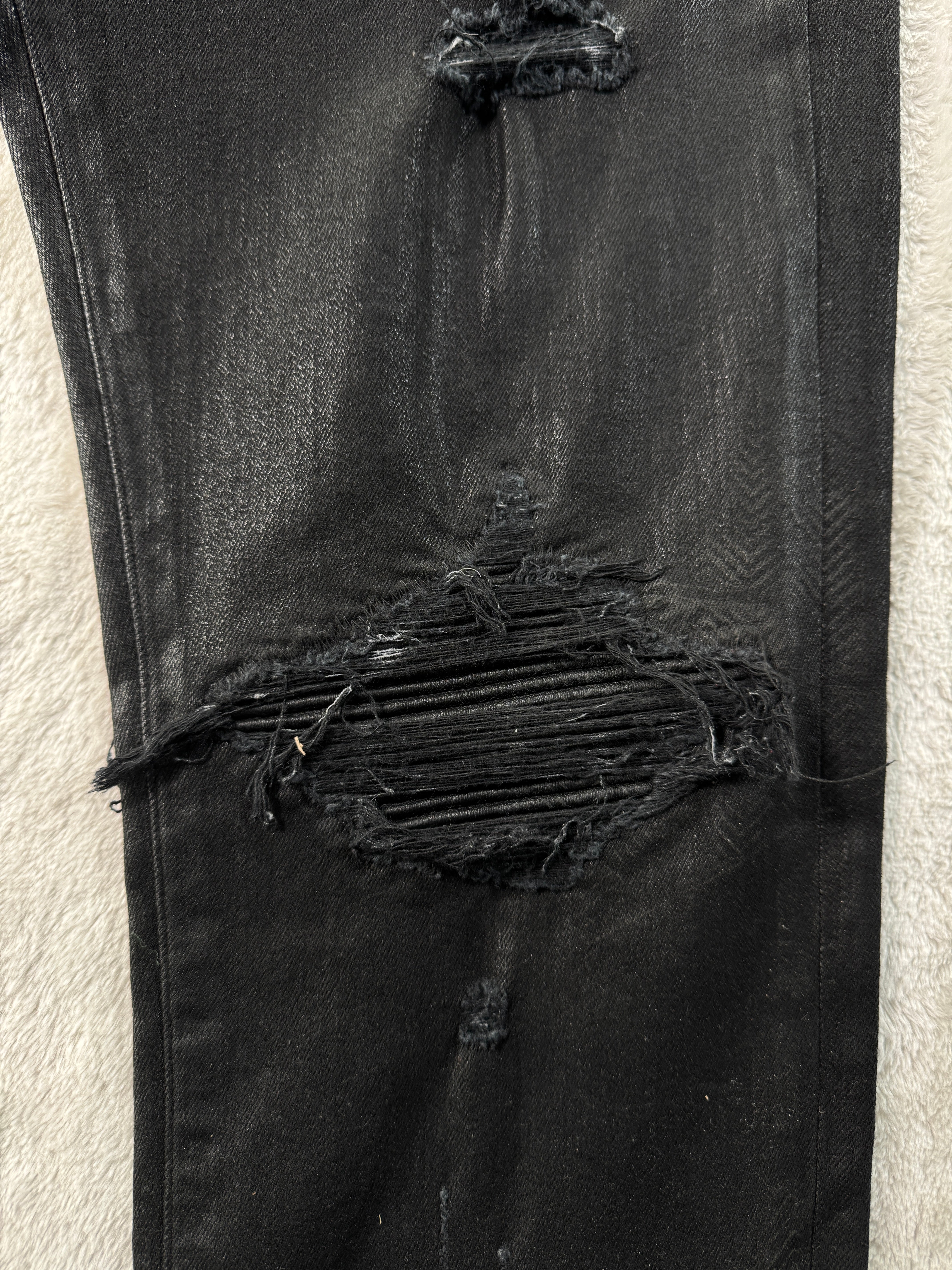 Amiri MX1 Black & Black Wax Patch Jeans