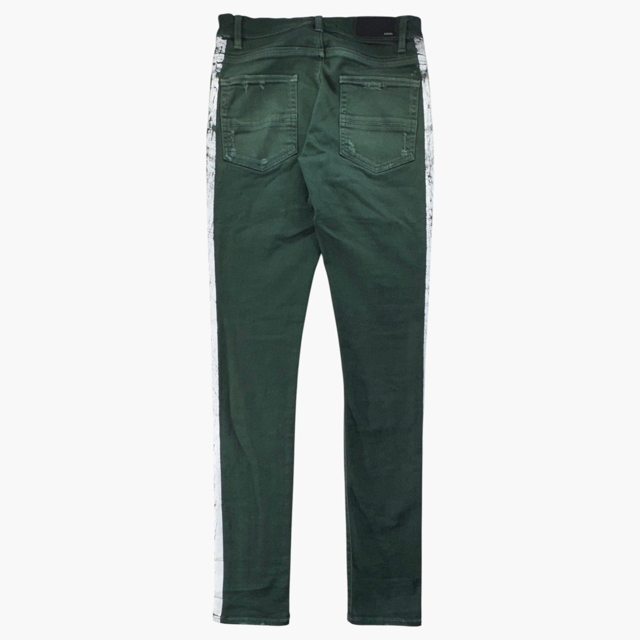 Amiri Green & White Stripe Jeans