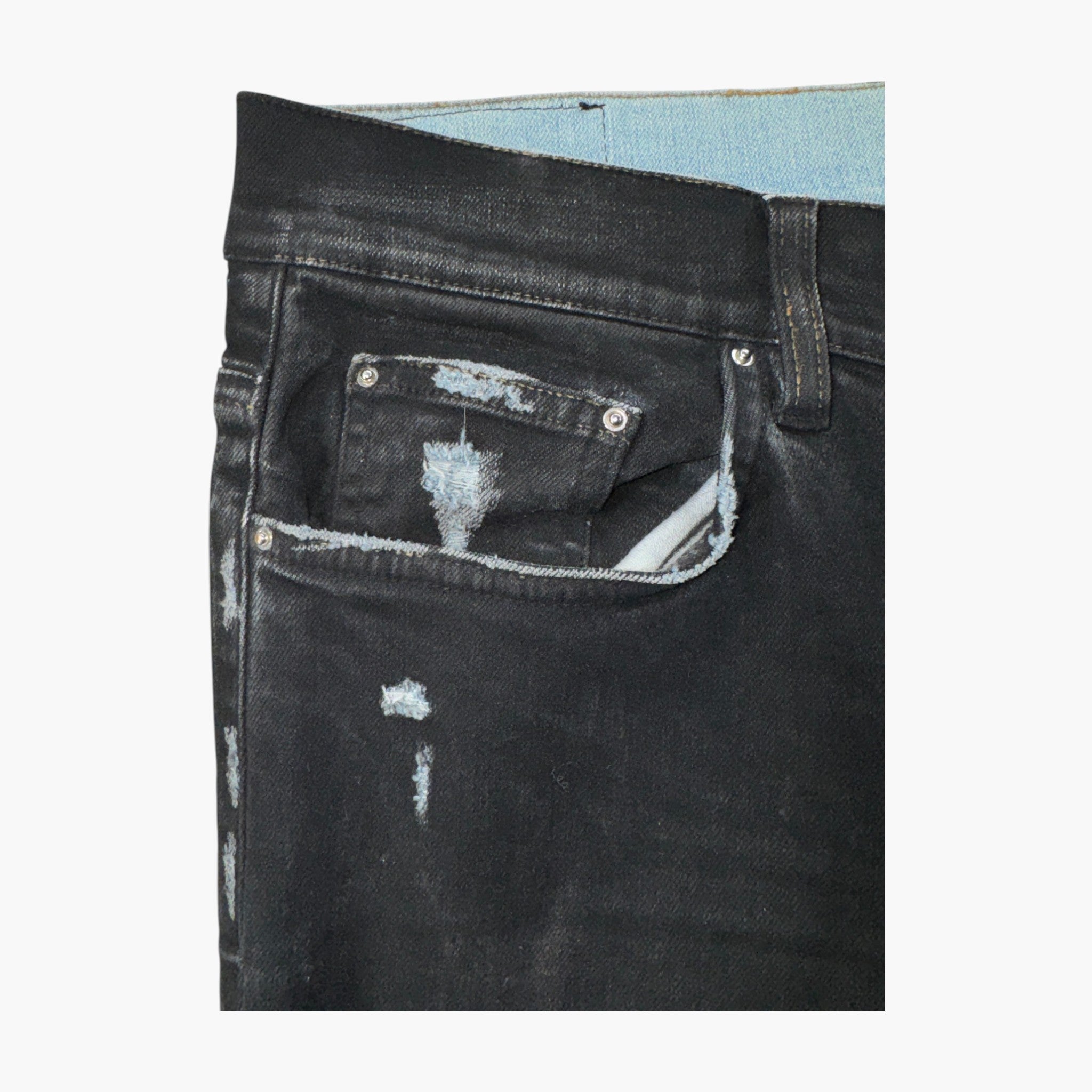 Amiri Thrasher Black & Blue Wax Plain Jeans