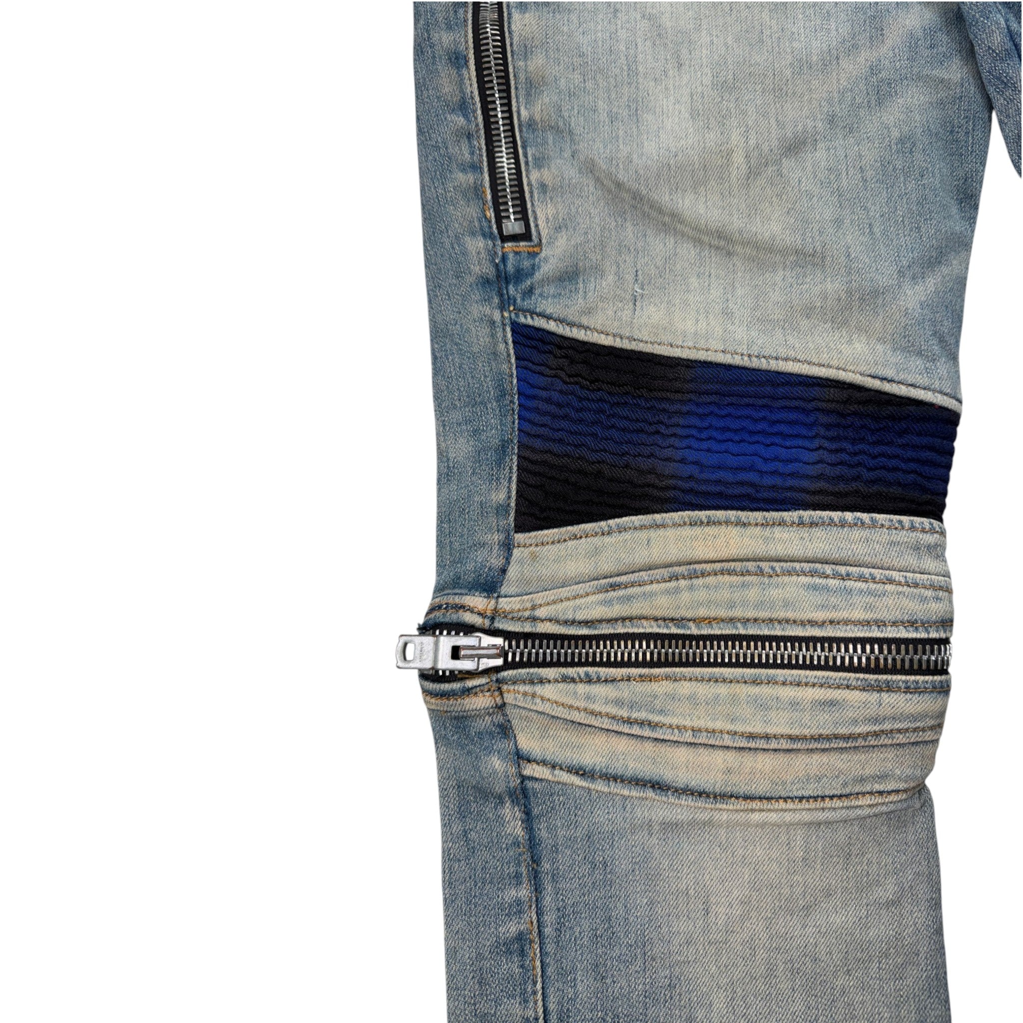 Amiri "MX2" Plaid Patch Light Blue & Black Jeans