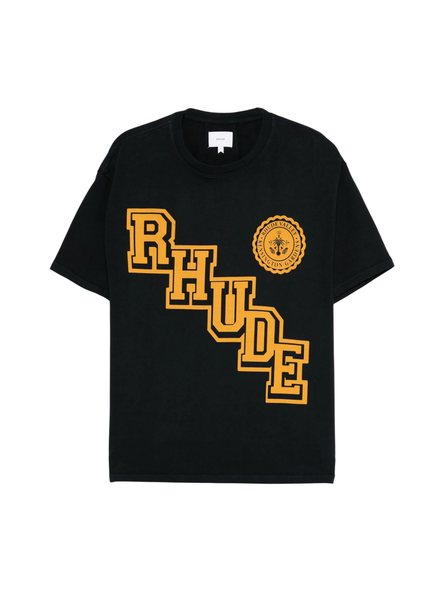 Rhude 'Collegiate Crest' Black & Yellow Tee