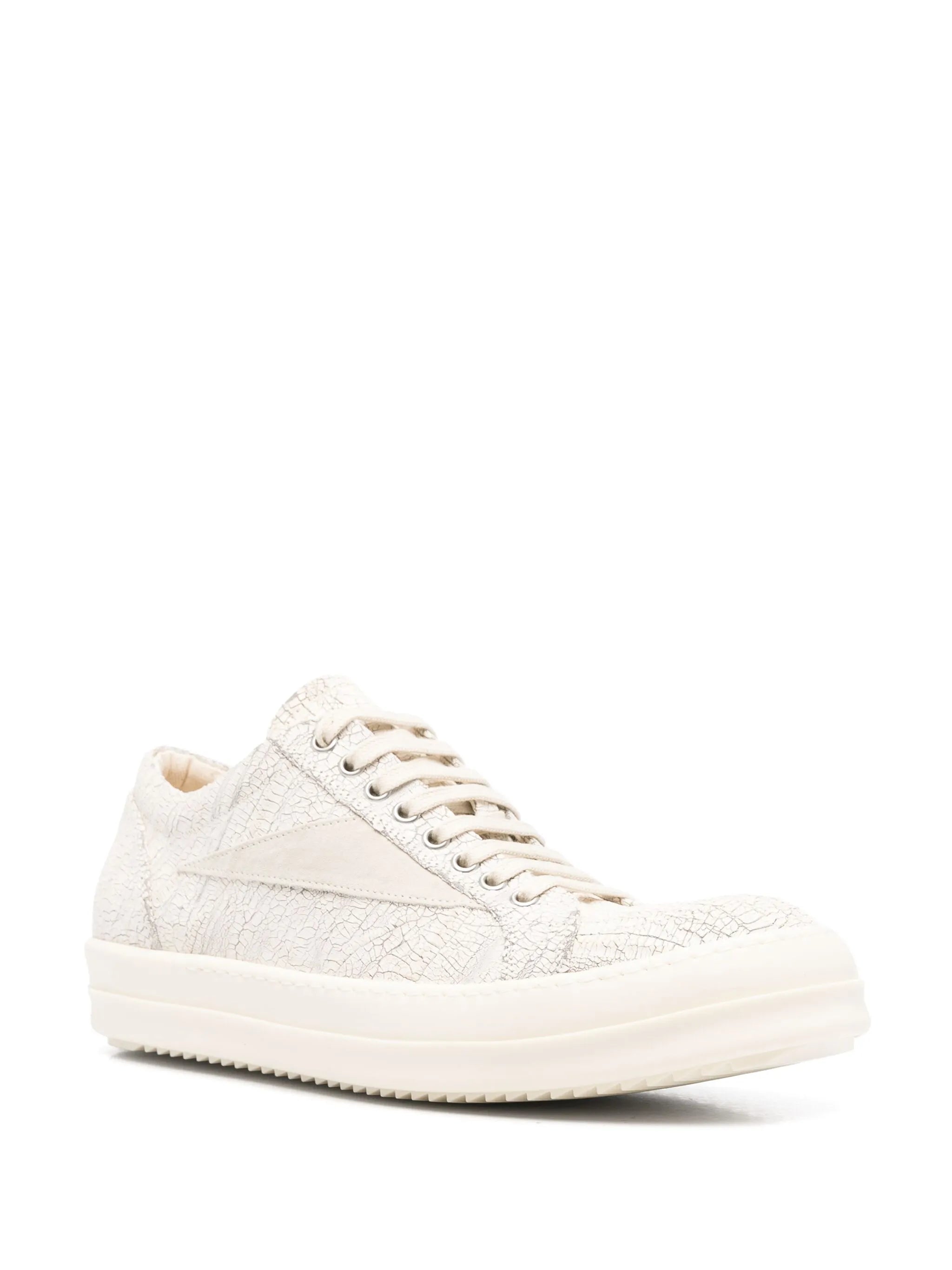 Rick Owens Cracked Vintage Leather White Sneakers
