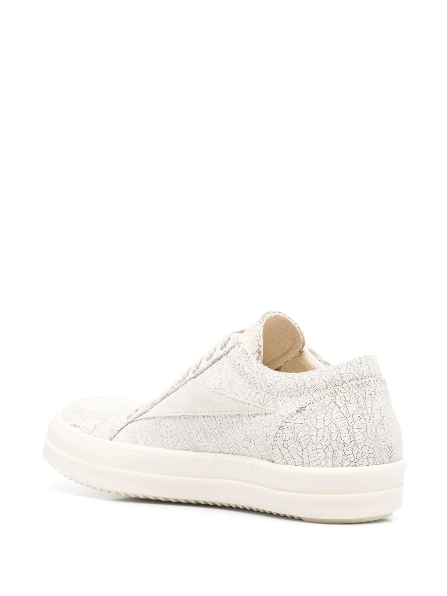 Rick Owens Cracked Vintage Leather White Sneakers