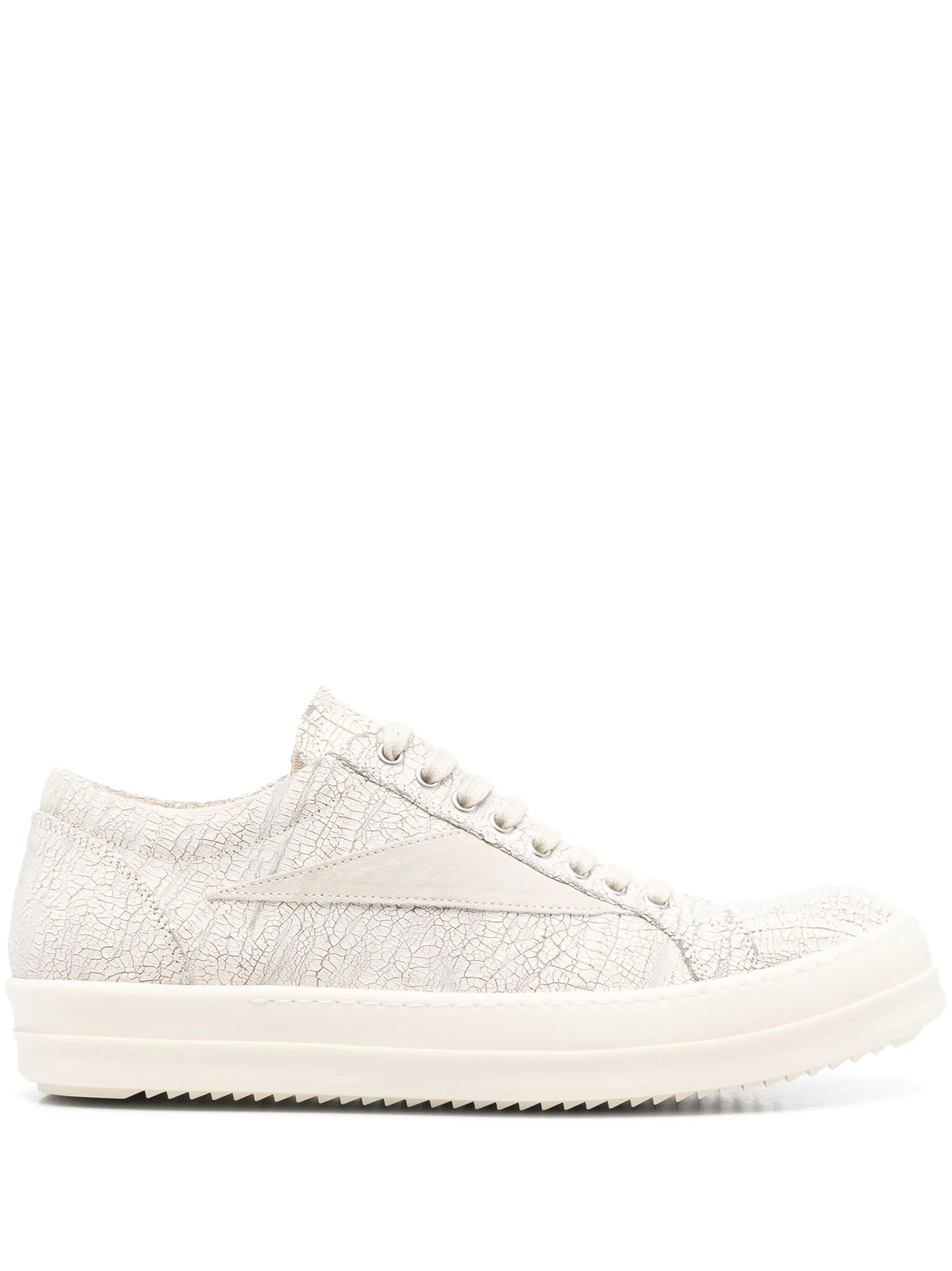 Rick Owens Cracked Vintage Leather White Sneakers