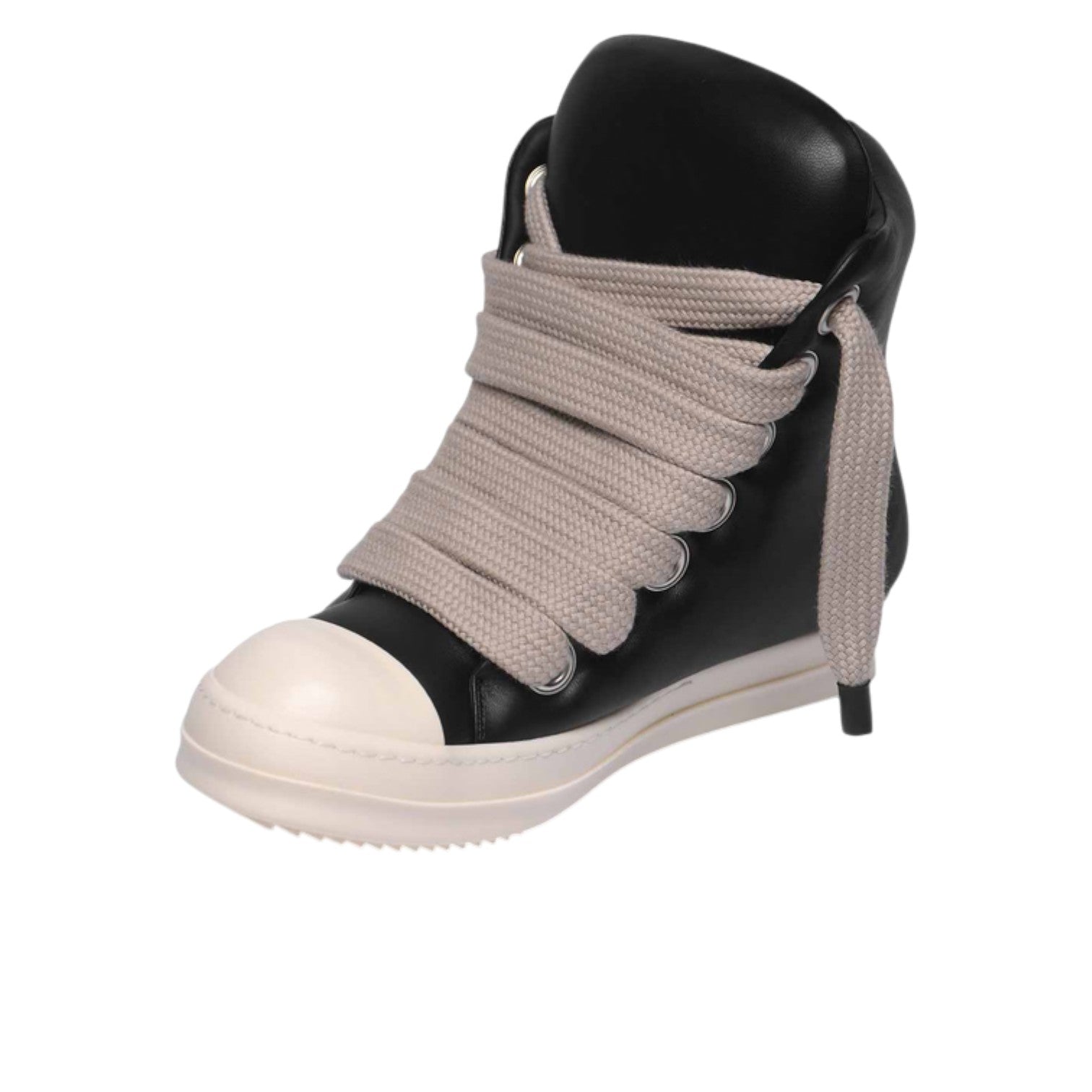 Rick Owens Mainline 'Padded Ramone Jumbo Lace' Hi Black & Milk Sneakers