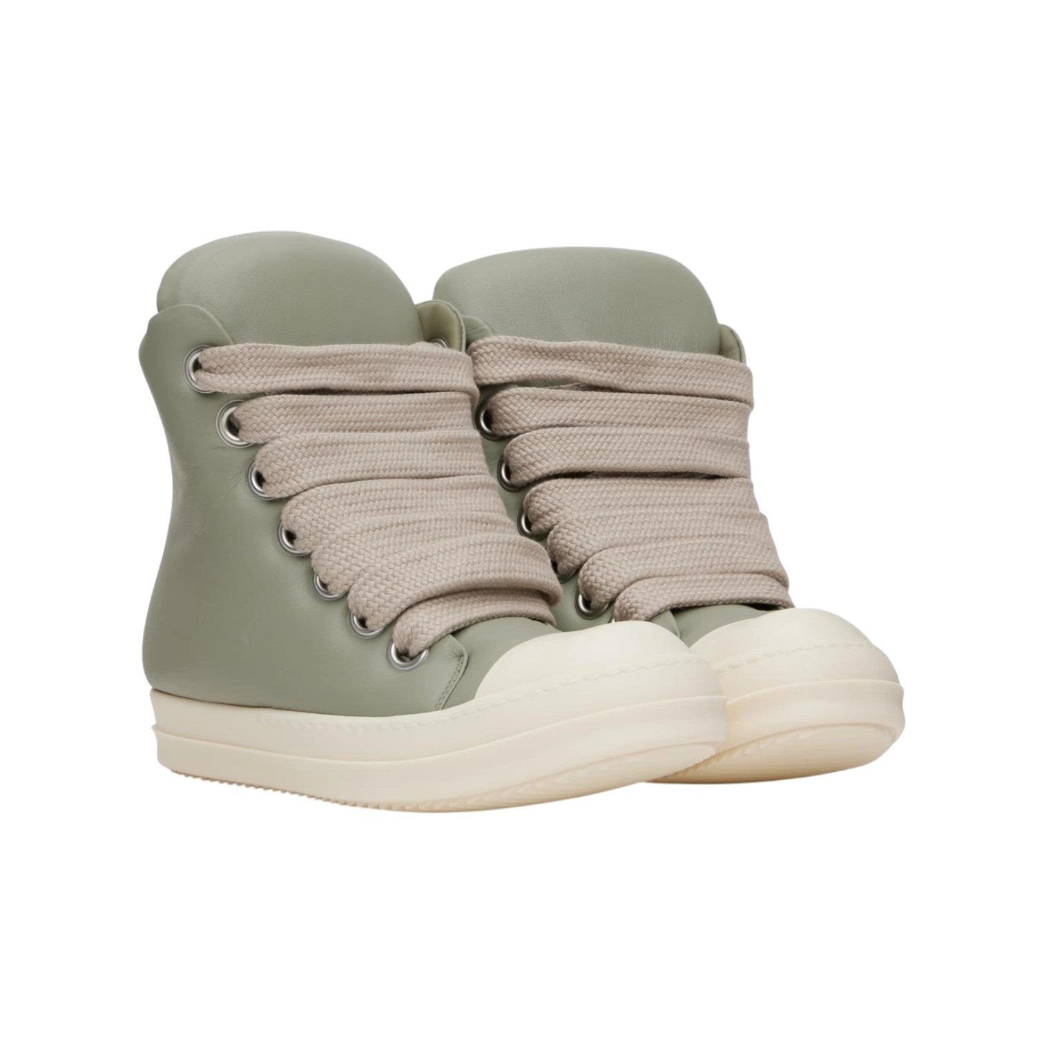 Rick Owens Mainline 'Padded Ramone Jumbo Lace' Hi Mint & Milk Sneakers