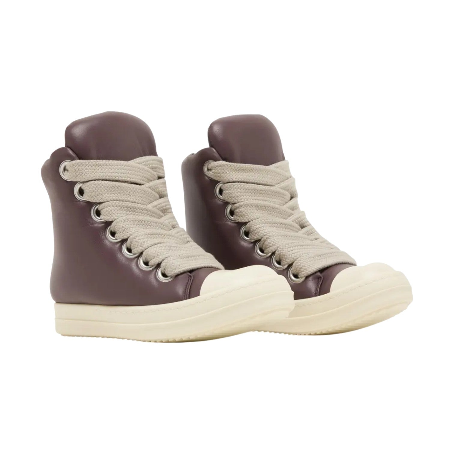 Rick Owens Mainline 'Padded Ramone Jumbo Lace' Hi Wine & Milk Sneakers