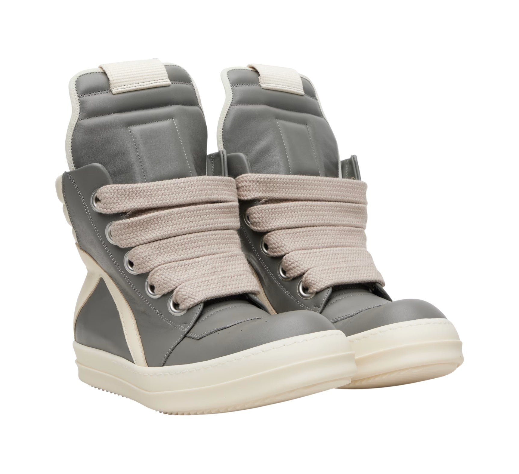 Rick Owens 'Geobasket Jumbo Lace' Hi Grey & Milk Sneakers