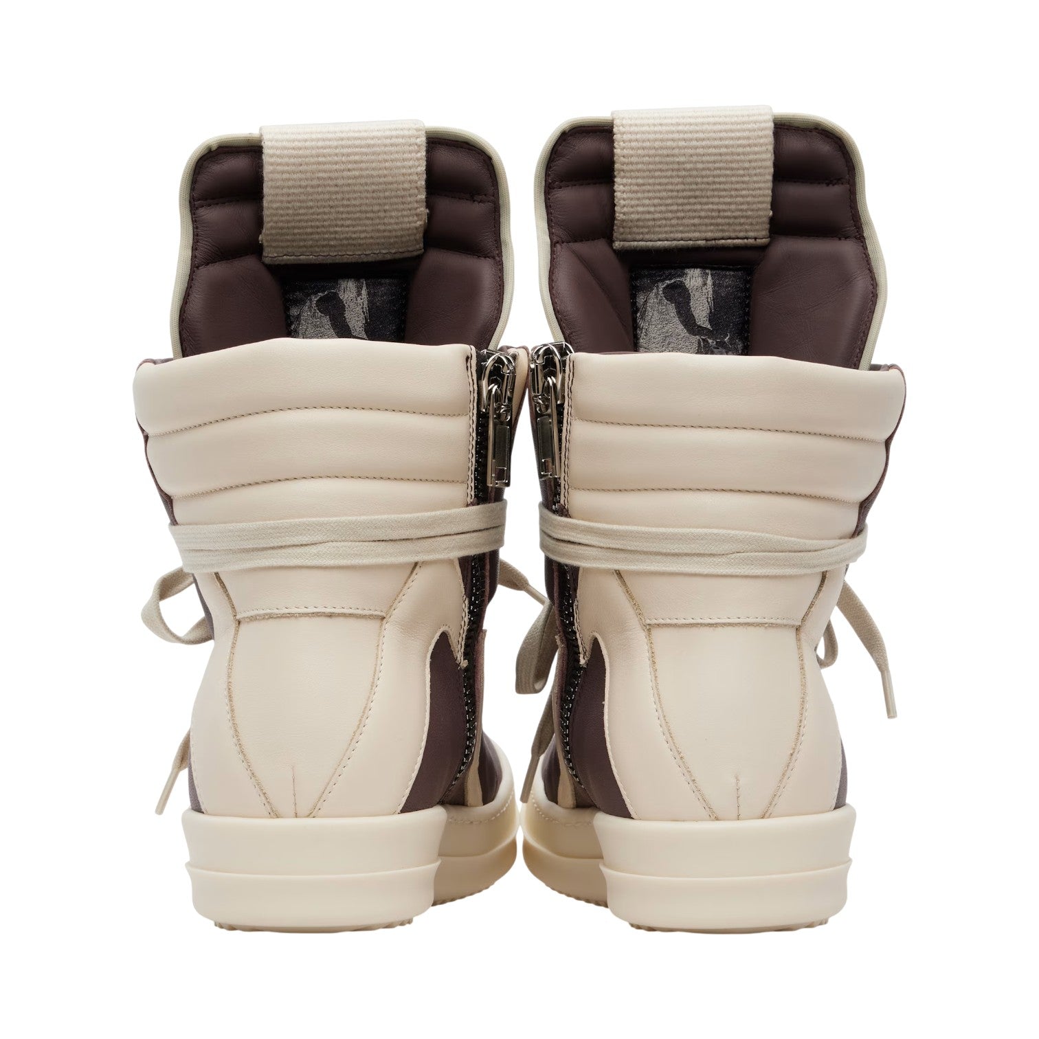 Rick Owens 'Geobasket Jumbo Lace' Hi Maroon & Milk Sneakers