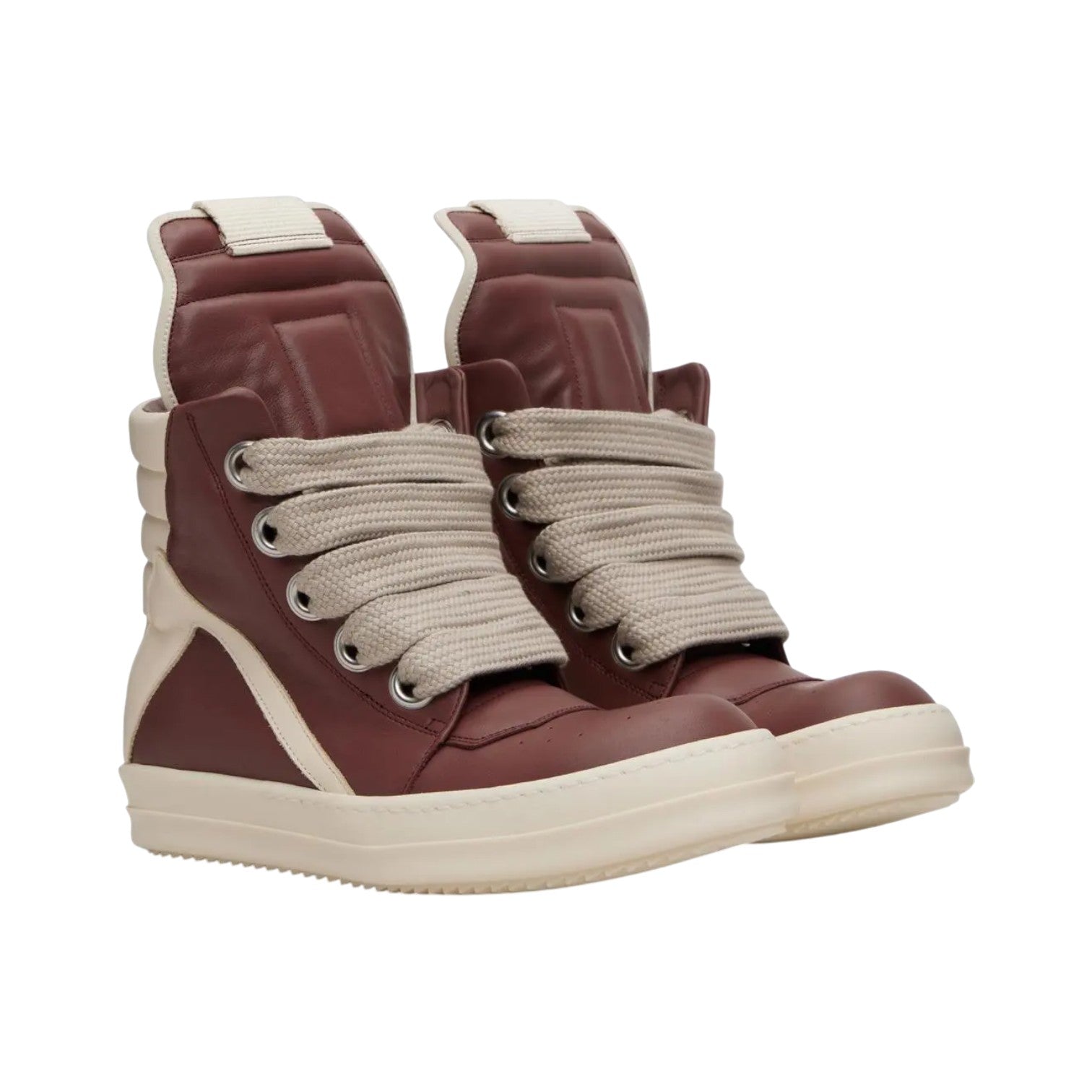 Rick Owens 'Geobasket Jumbo Lace' Hi Maroon & Milk Sneakers