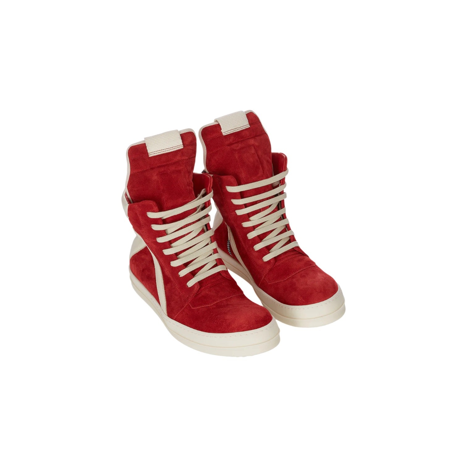 Rick Owens 'Mainline' Geo Basket Red & Milk Suede Sneakers