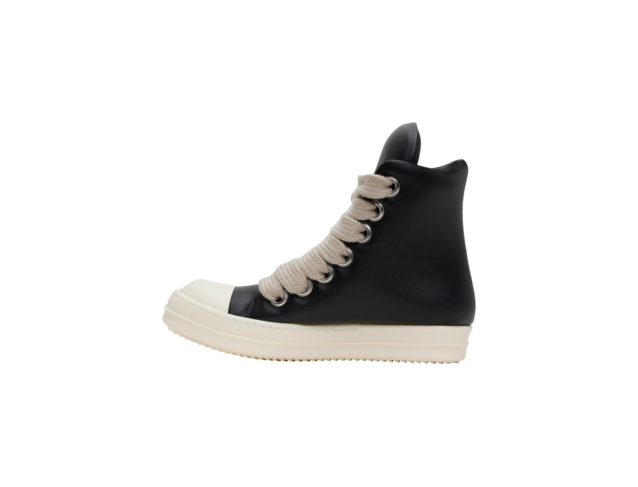 Rick Owens 'Mainline' Hi Top Puffer Black & Milk Leather Sneakers